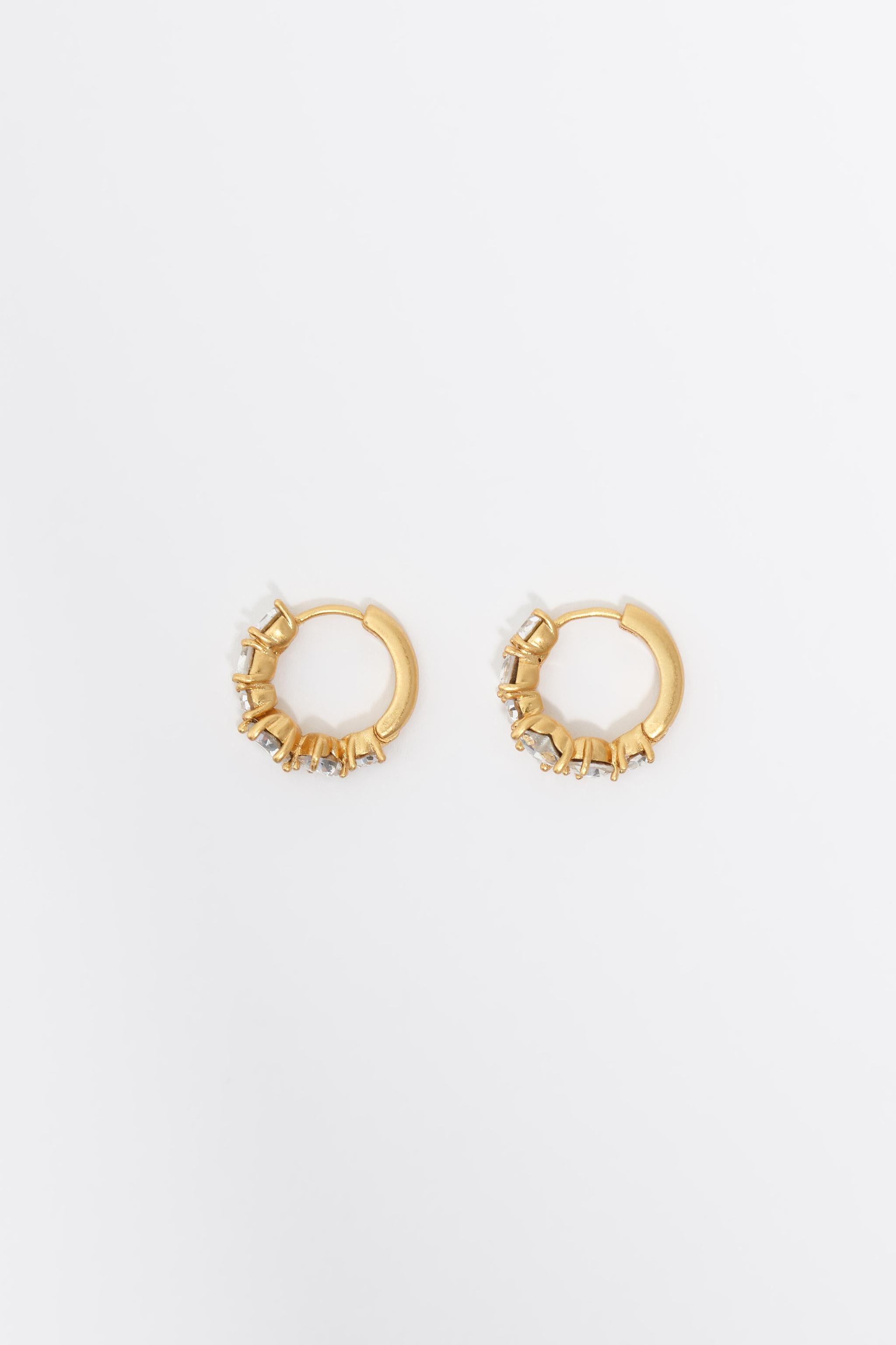 Small crystals heart hoop earrings