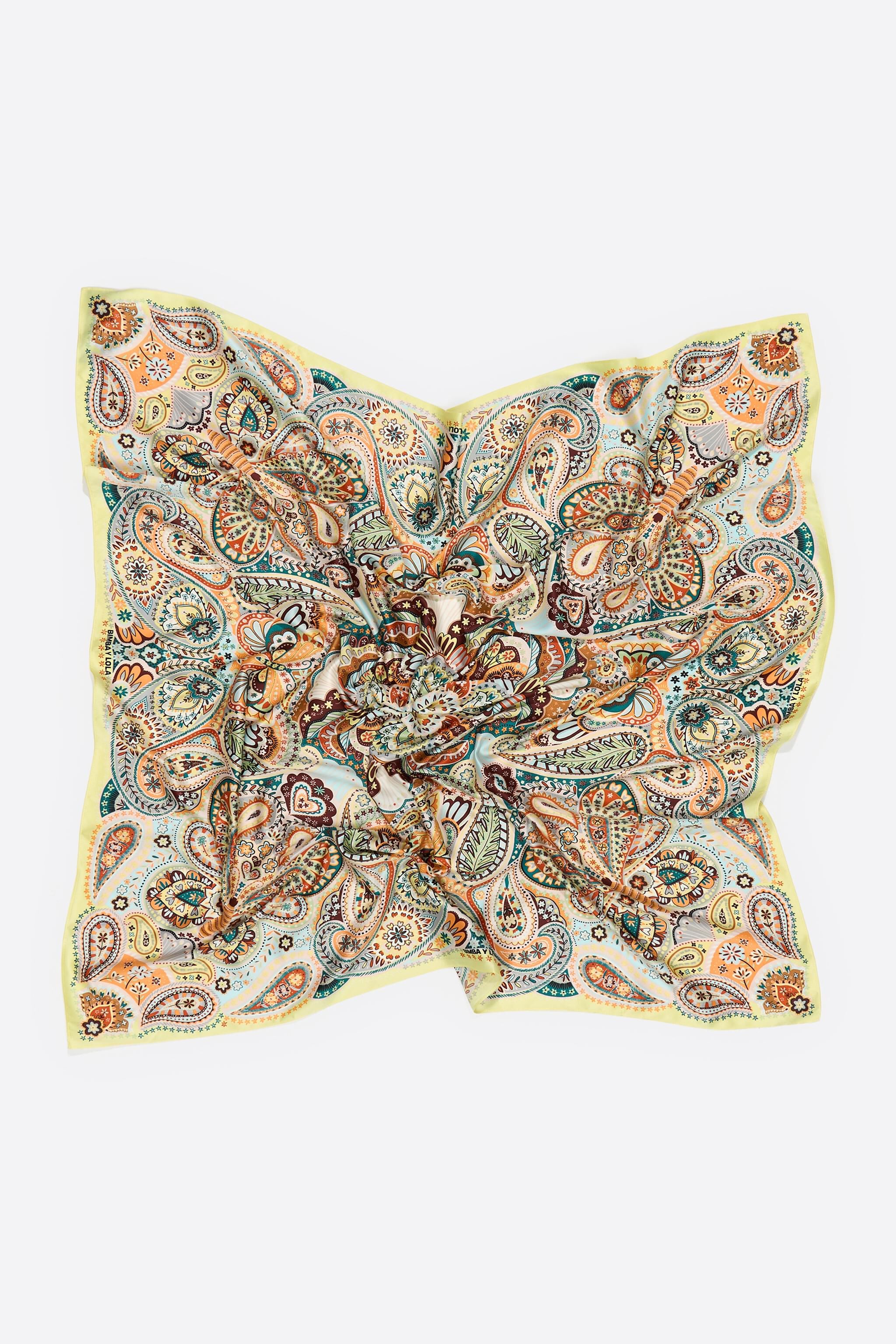 Yellow paisley and butterflies scarf