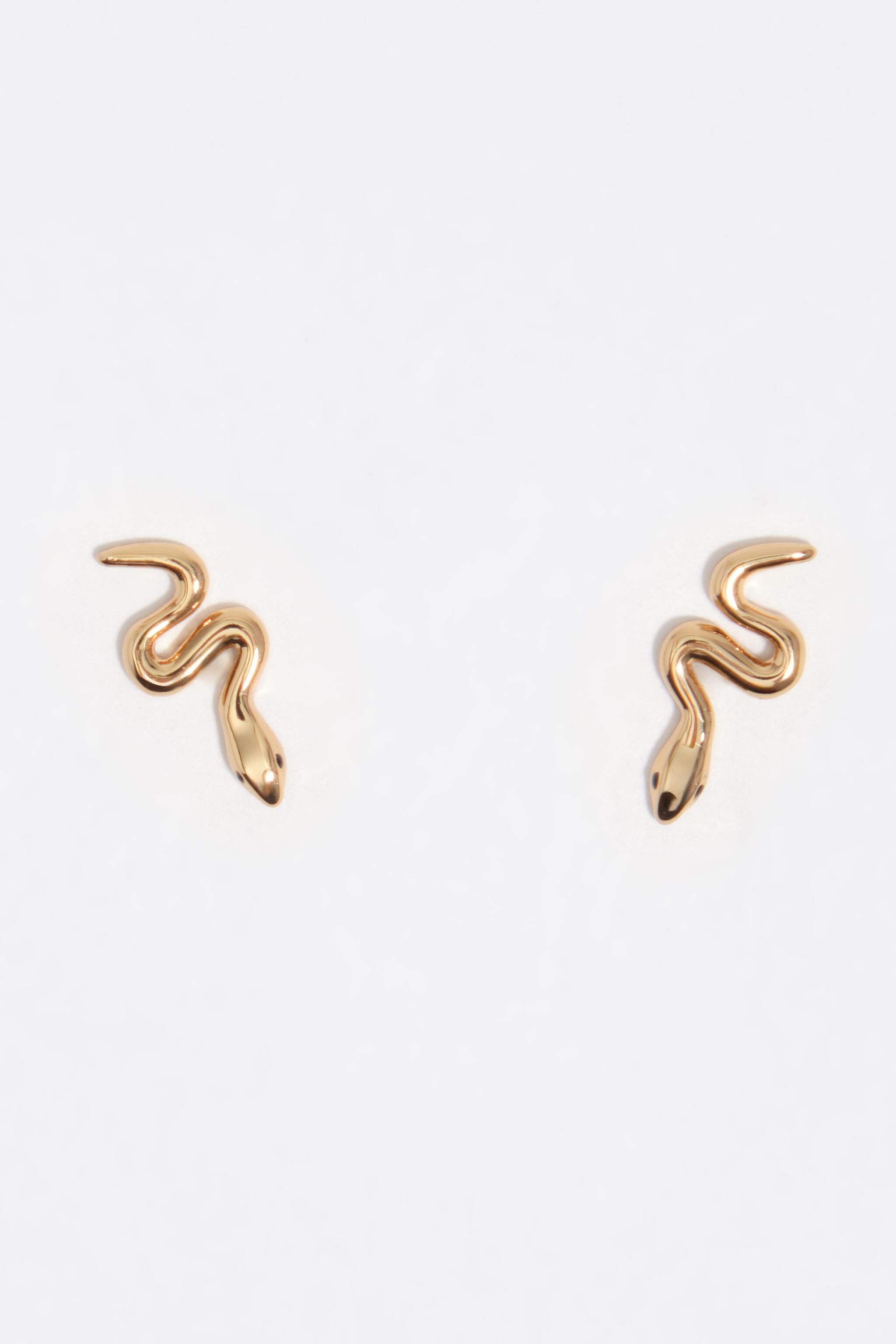 Mini gold snake earrings
