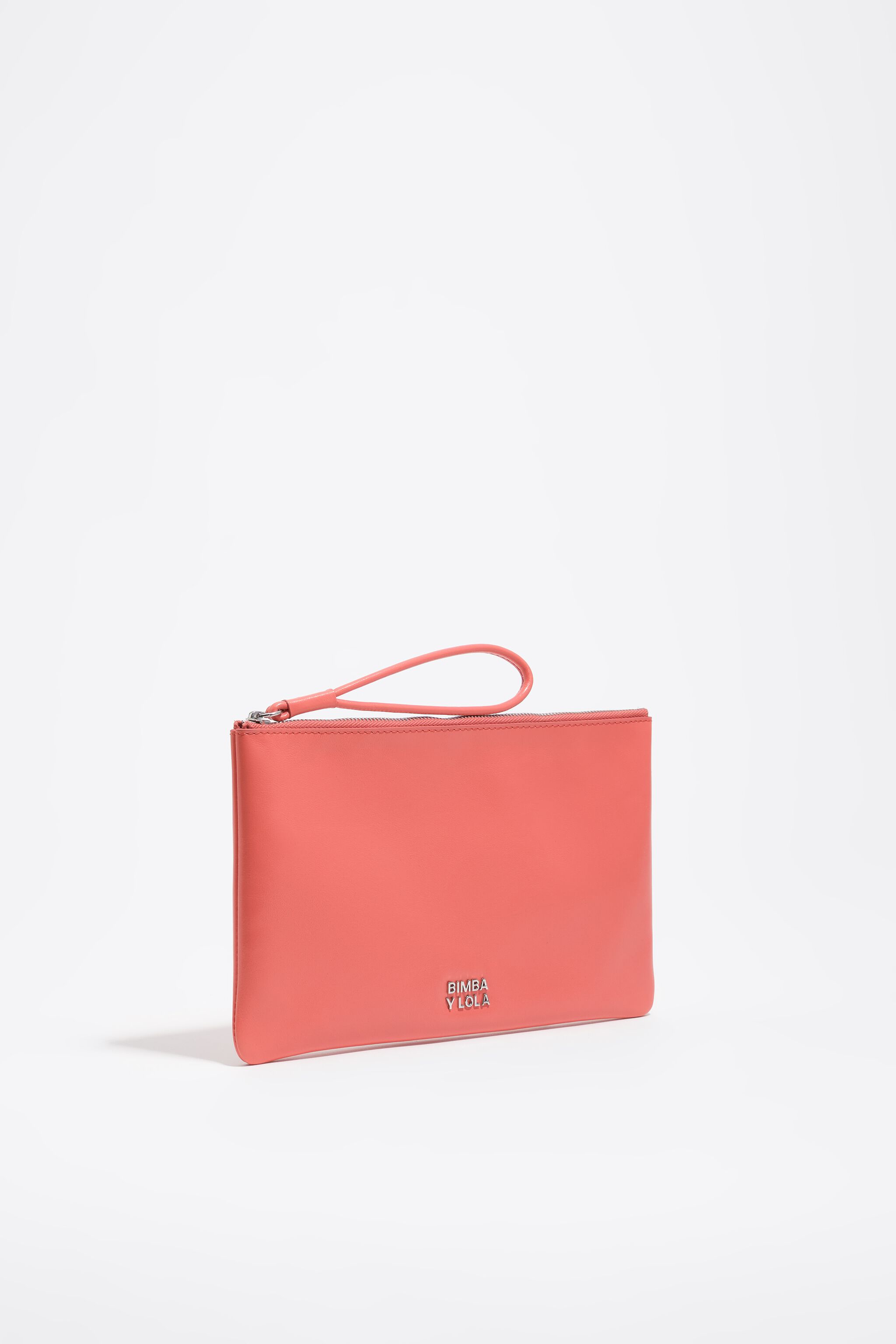 Coral medium leather handbag