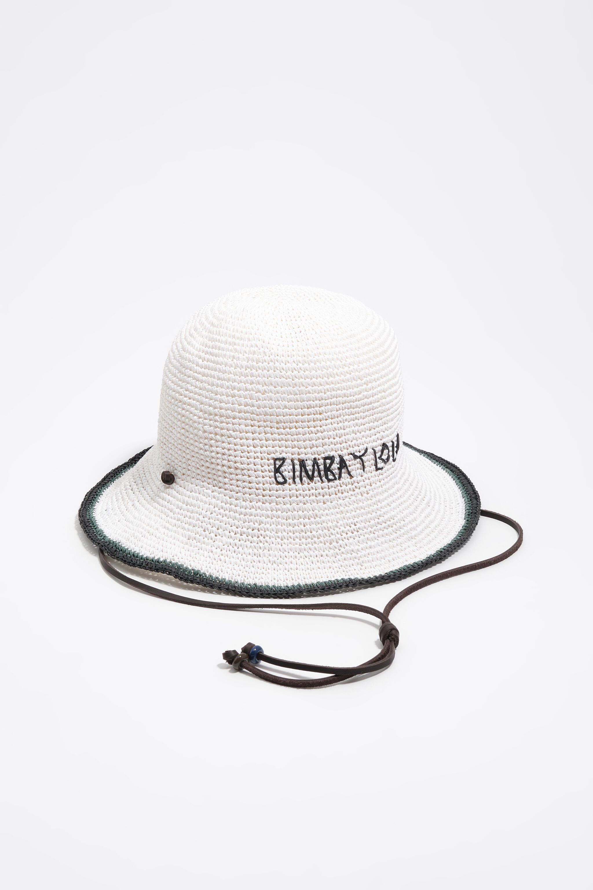 White raffia-effect hat