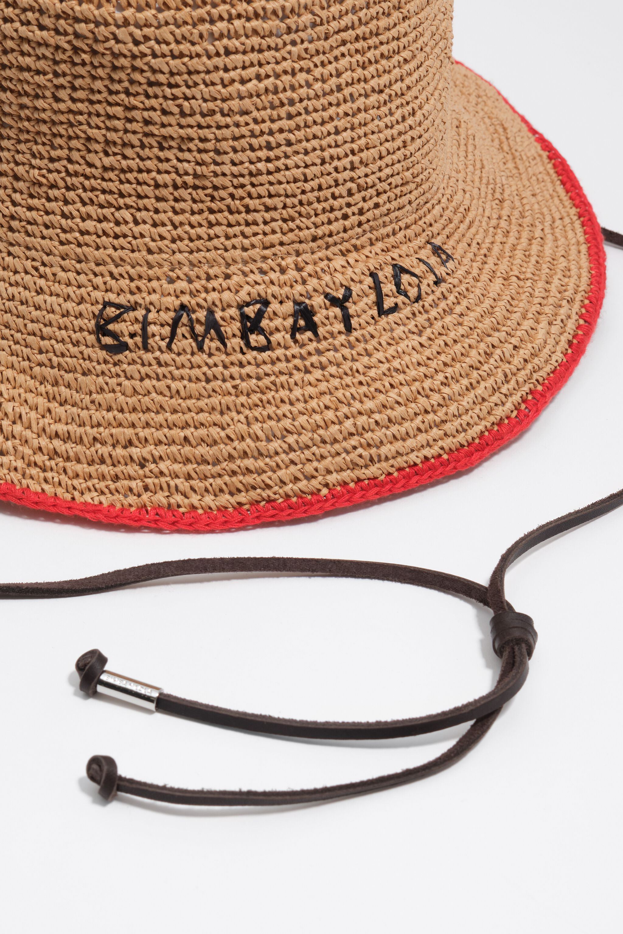 Tan raffia-effect hat