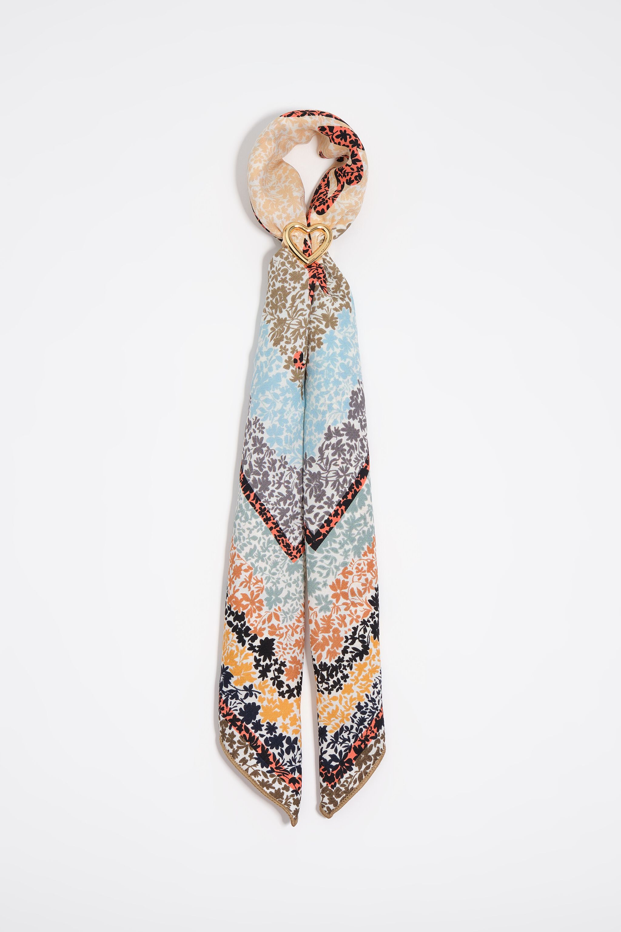 Floral scarf bag charm with white logo