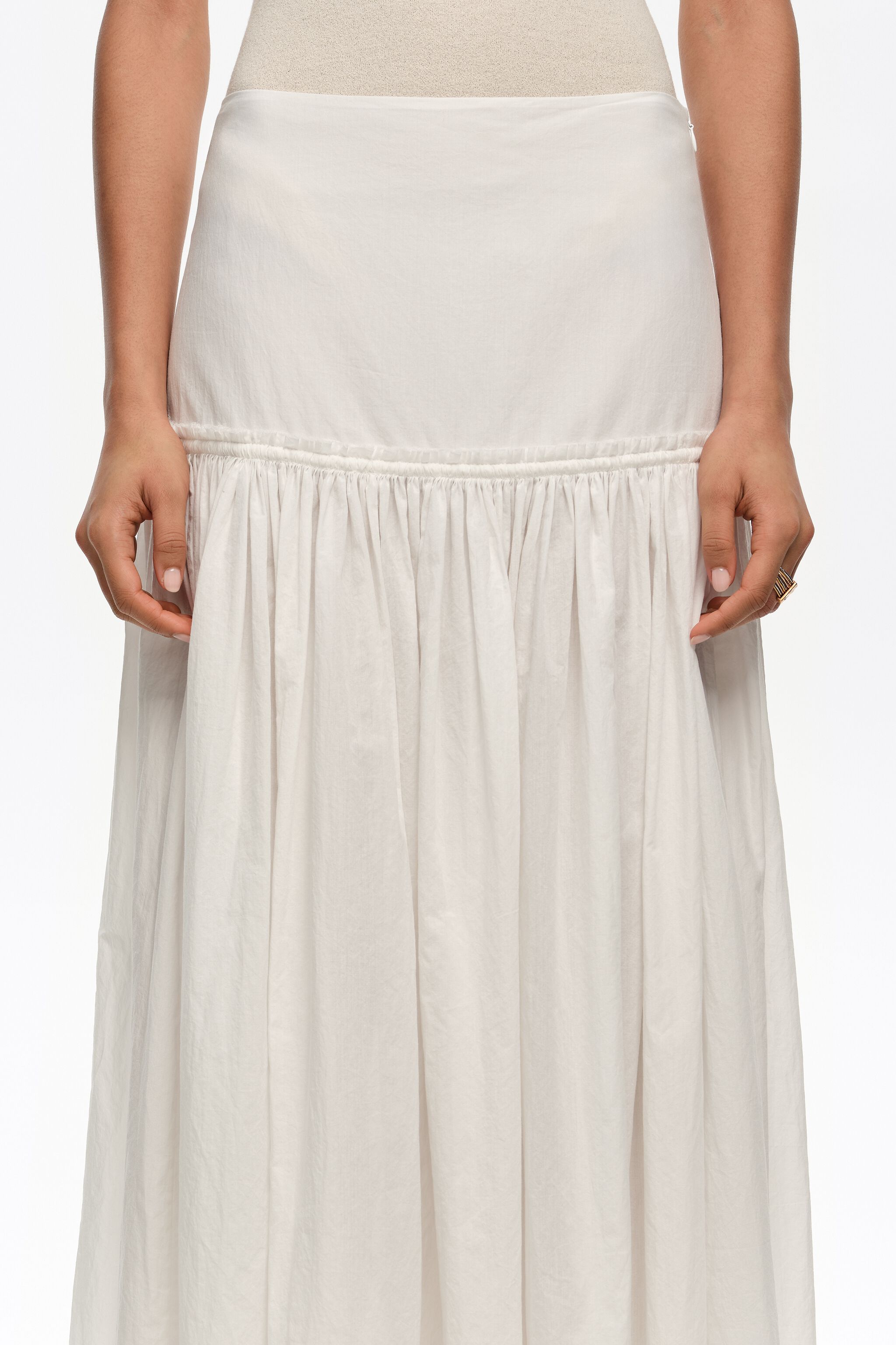White cotton flared skirt