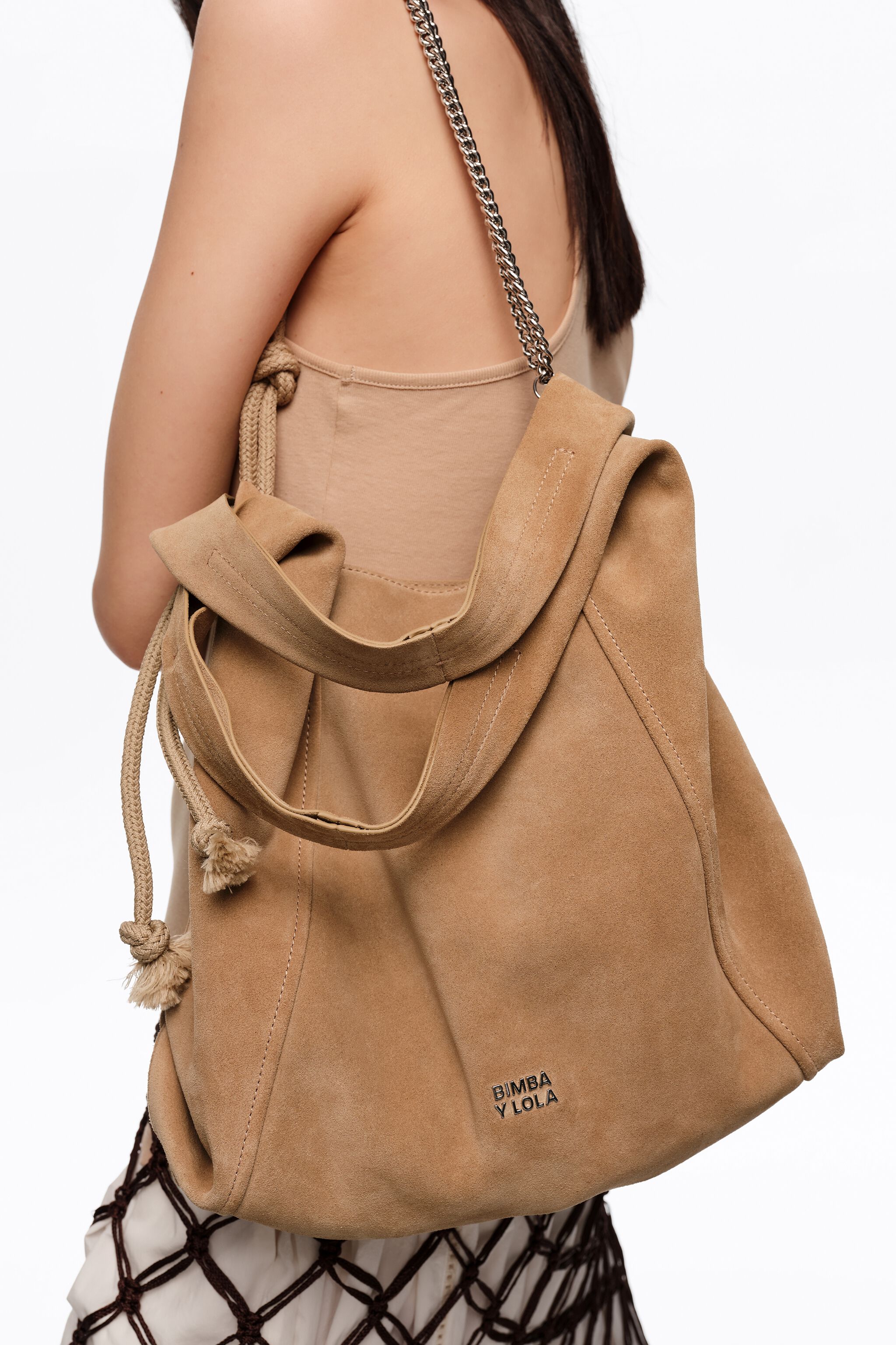 Tan large suede Paper bag