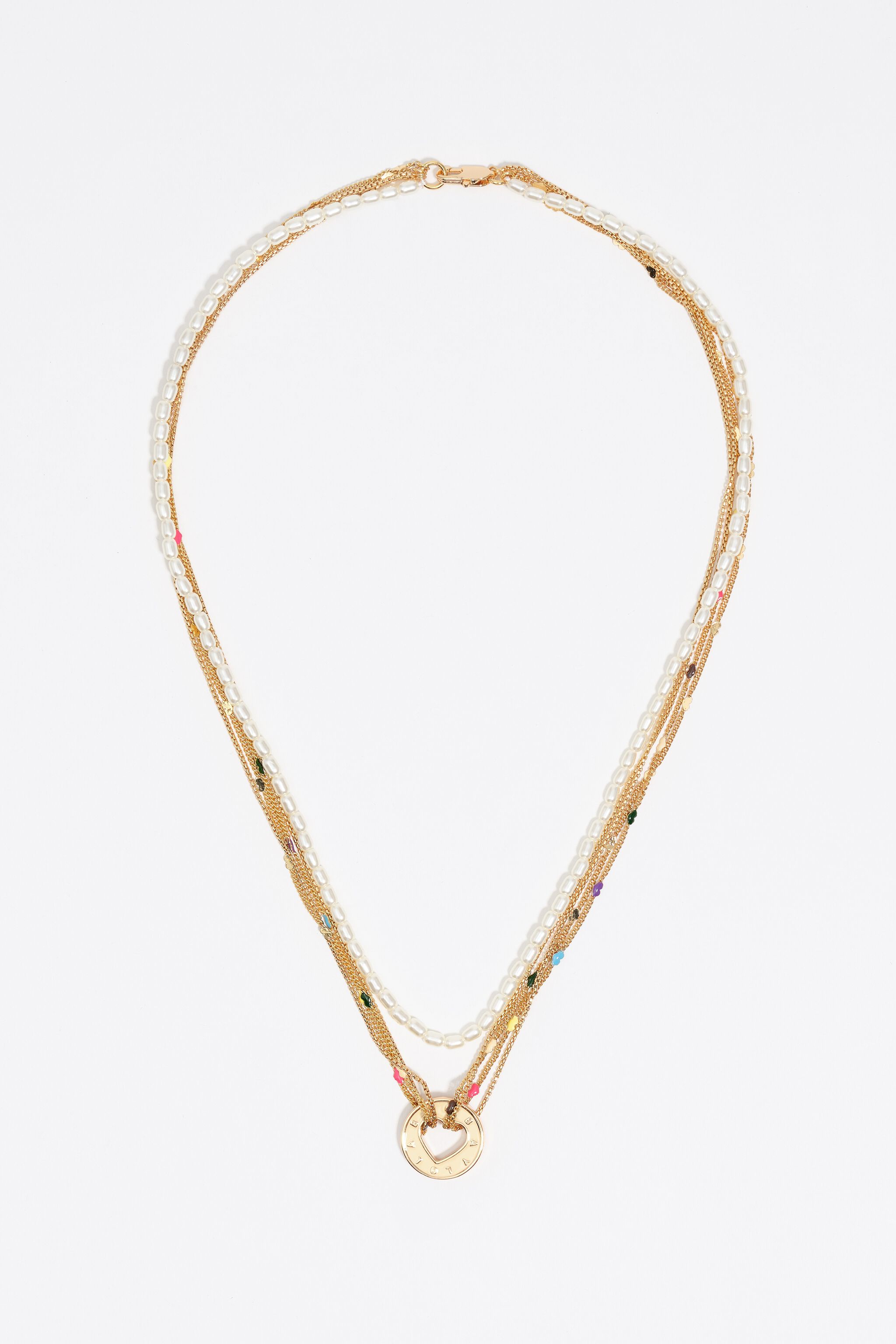 Gold logo multi-chain necklace