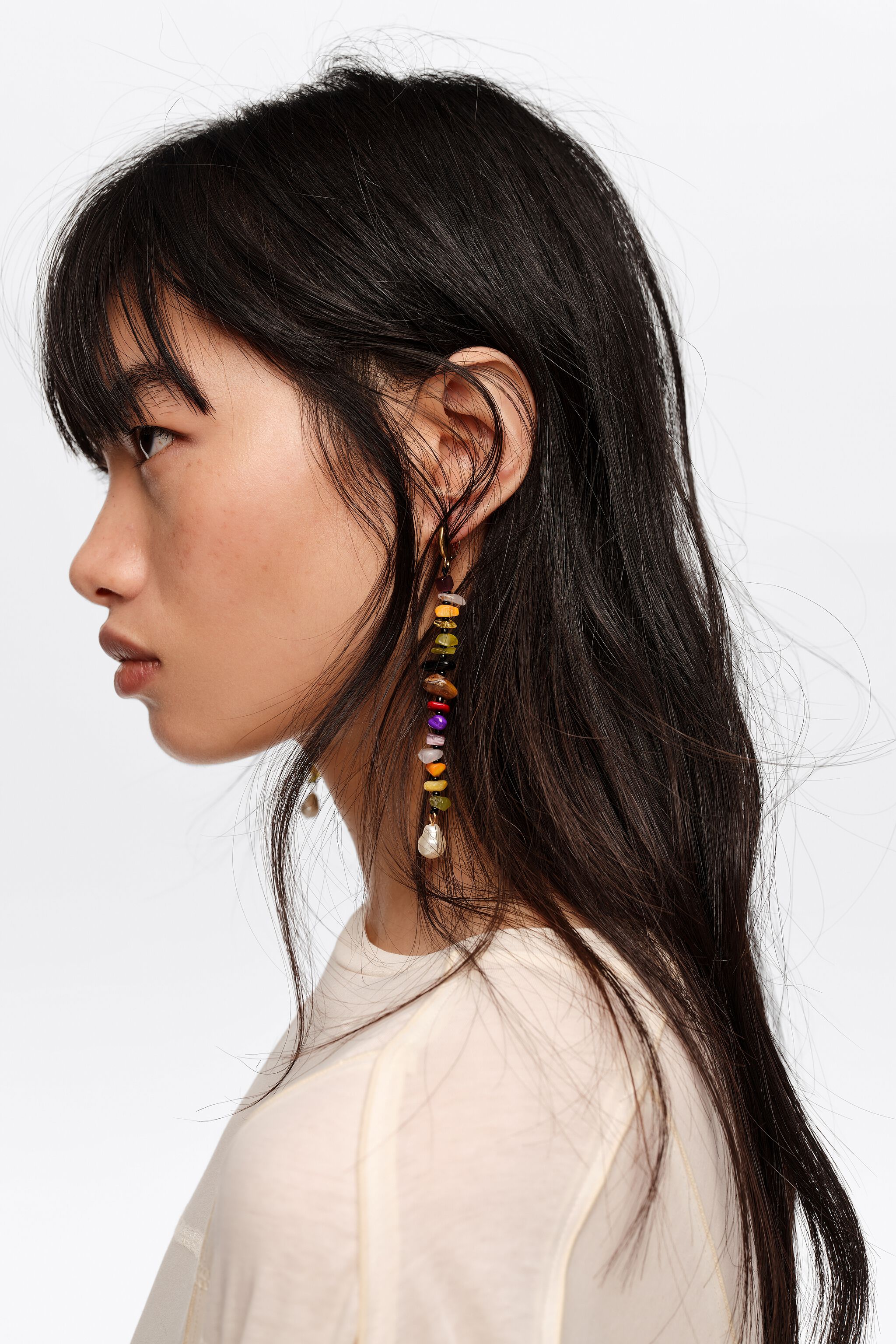 Multicolor stones hoop earrings