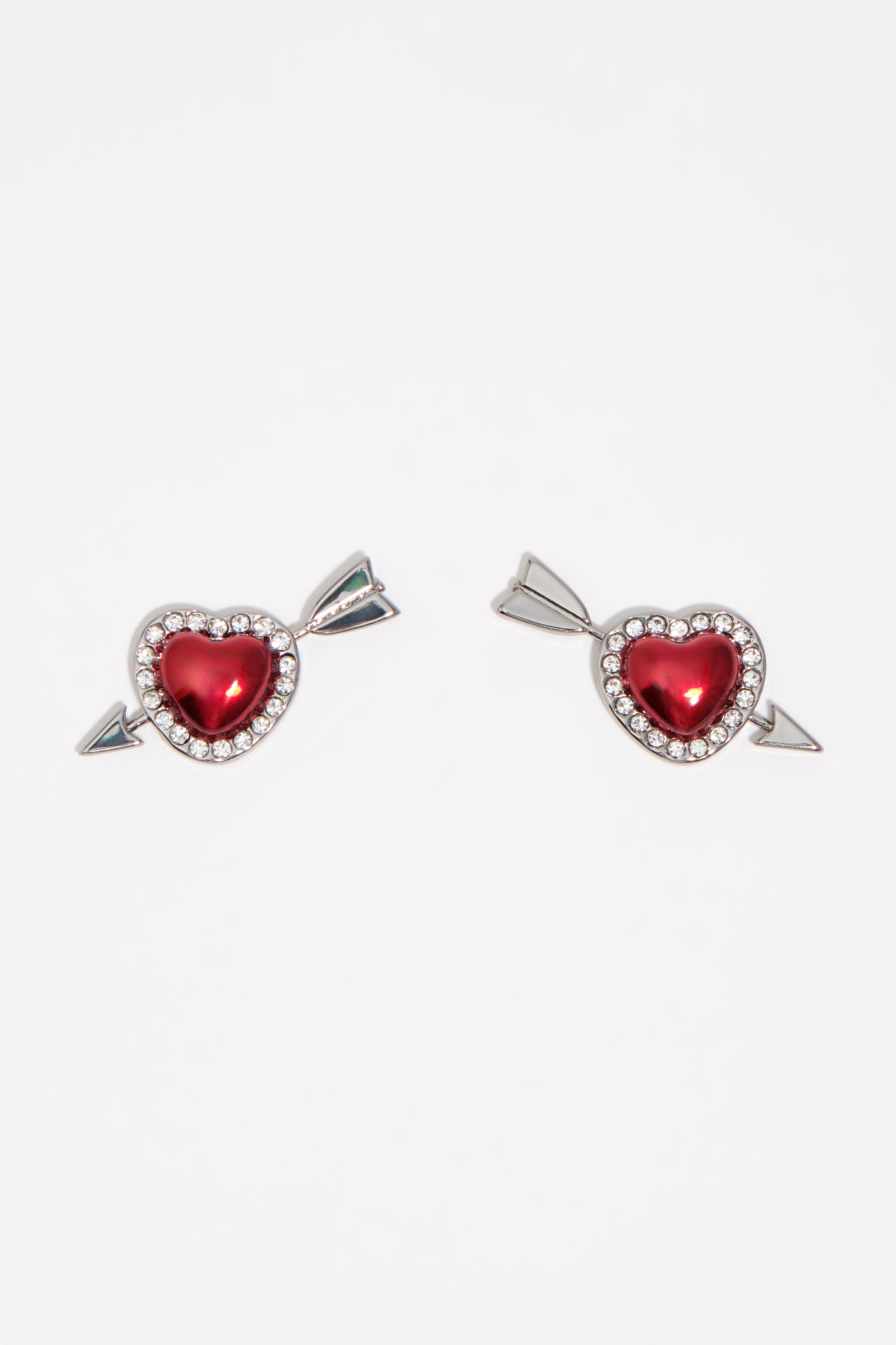 Red heart and arrow earrings
