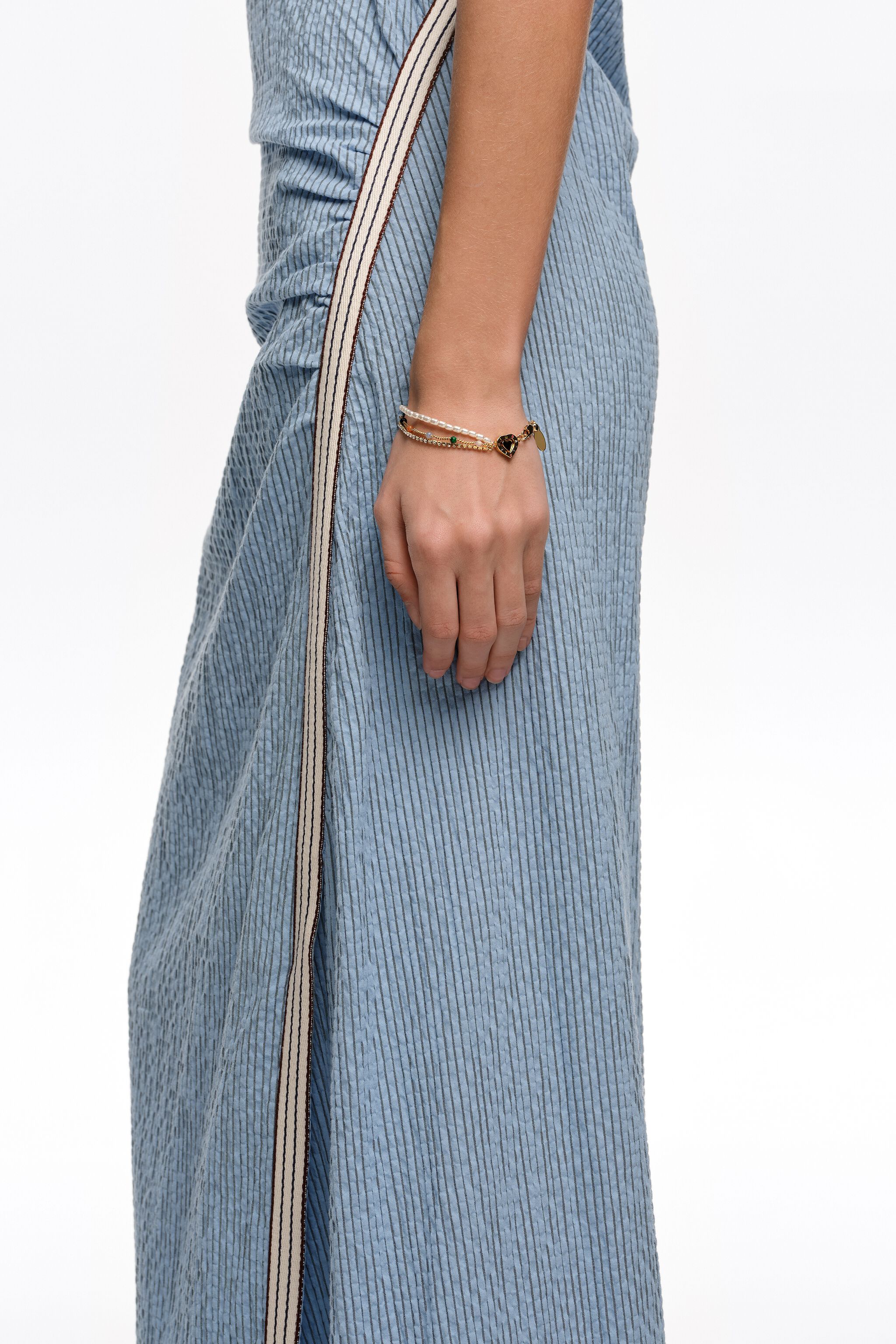 Golden logo heart triple bracelet