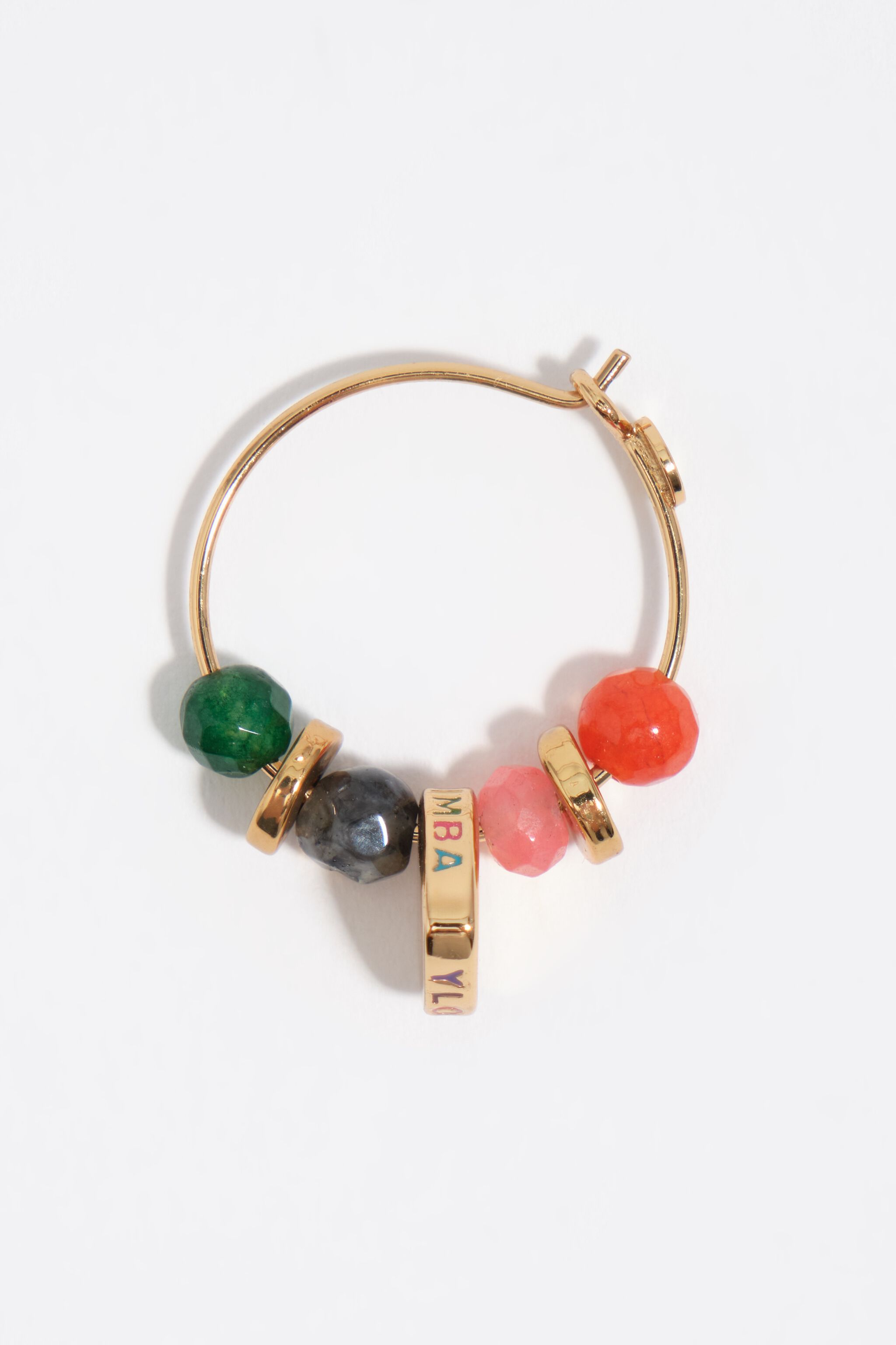 Heart stones hoop earrings