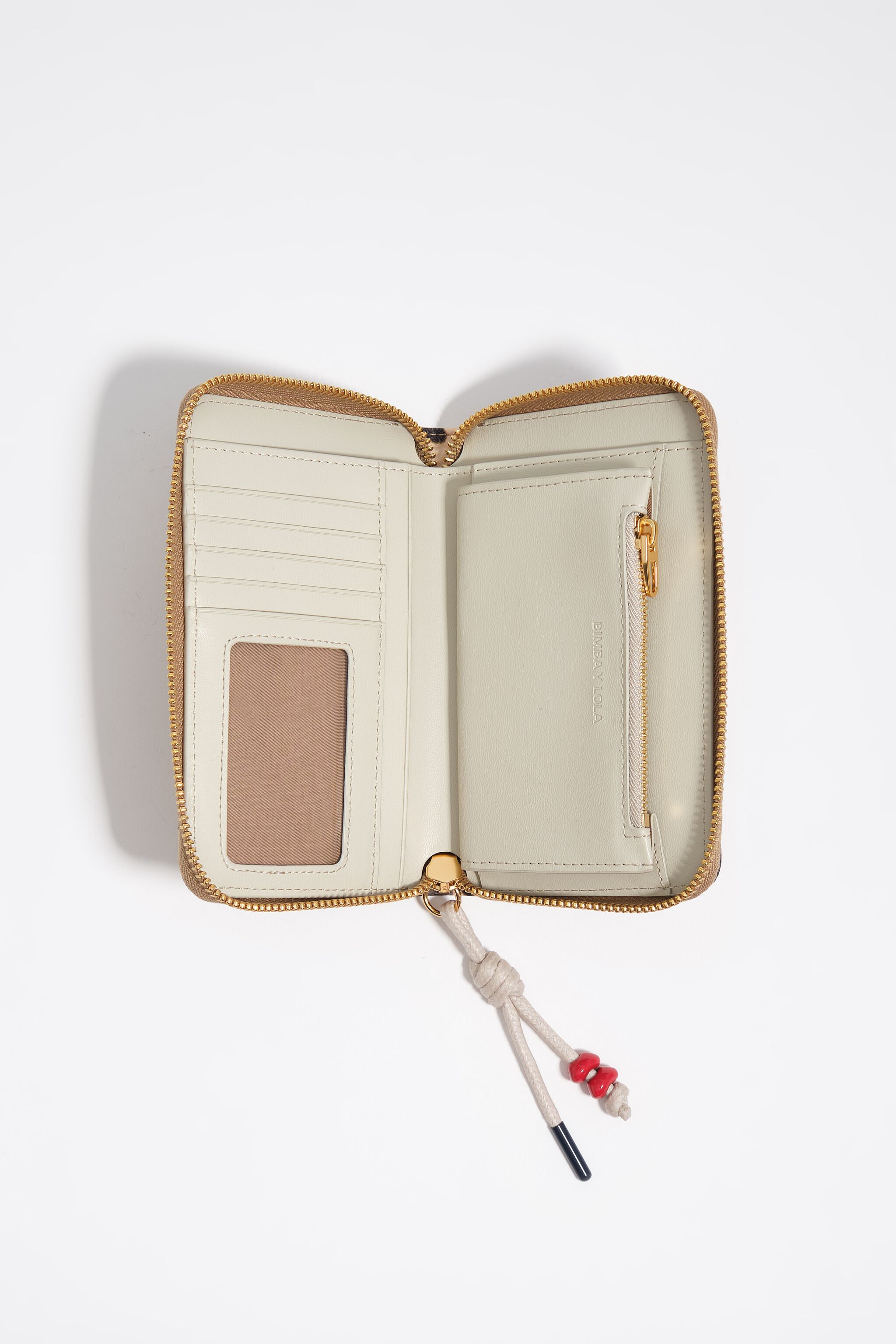 Natural leopard nylon medium wallet