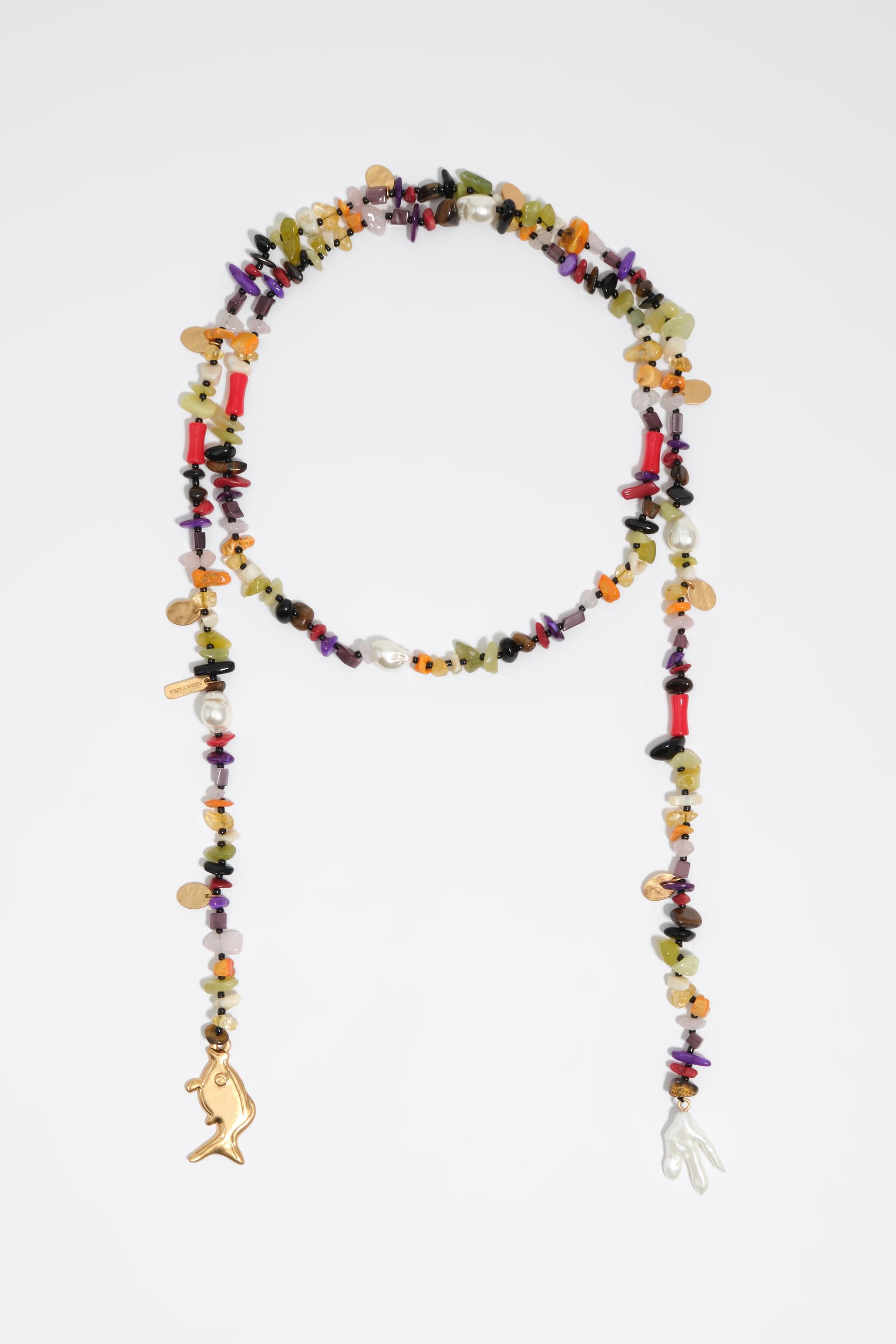 Multicolor stones and fish necklace