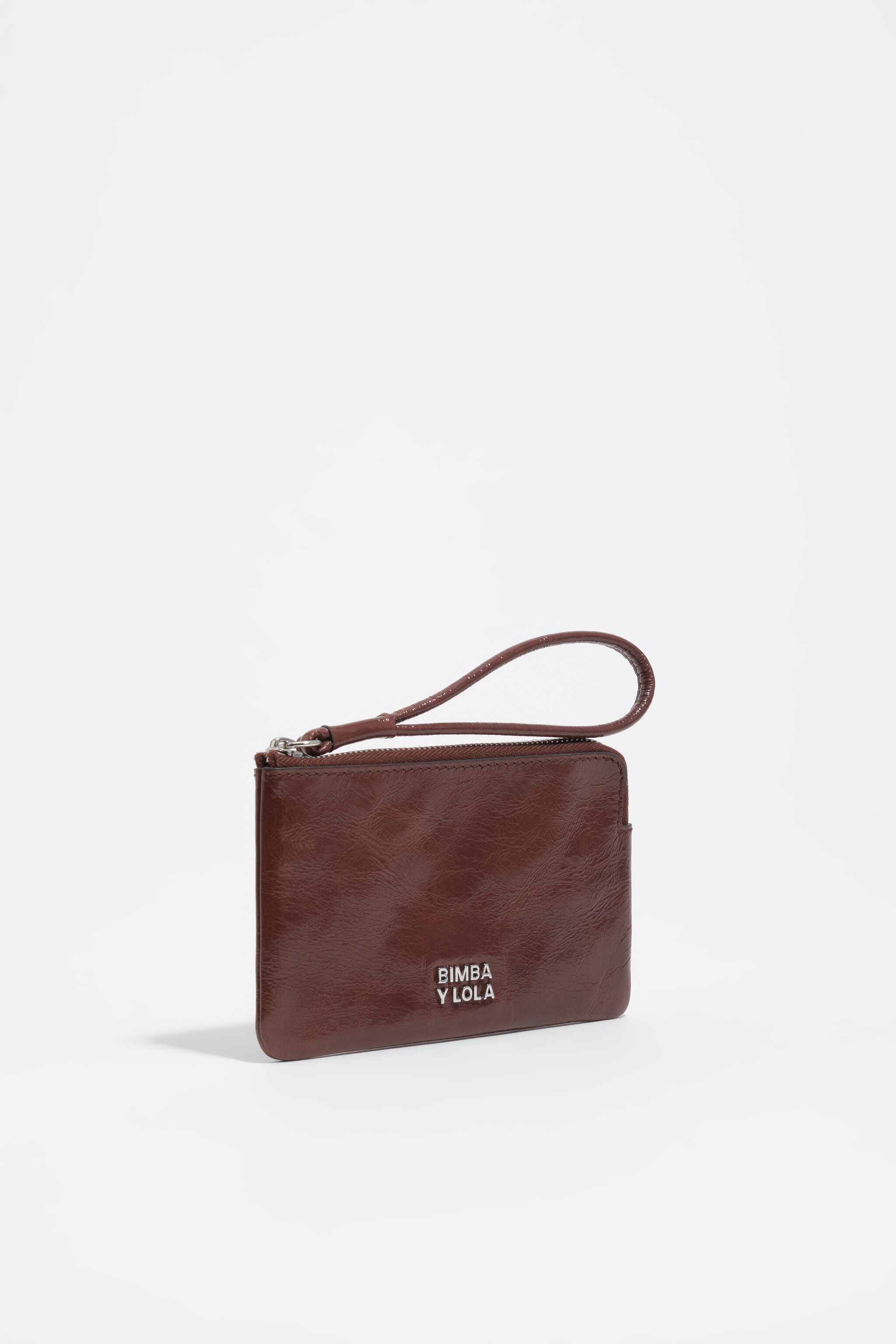 Stone small purse shiny leather