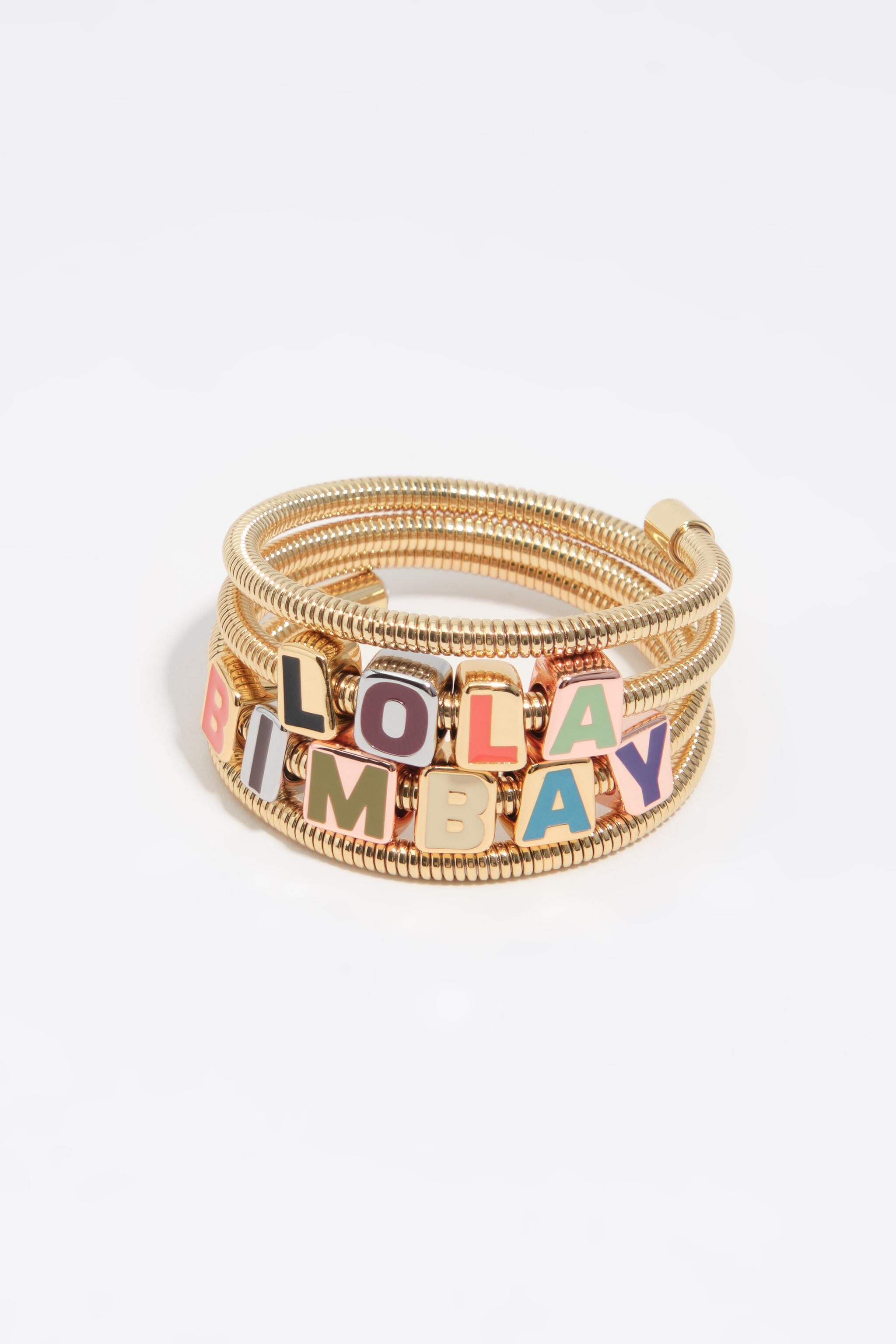 Spiral bracelet with multicolored dice logo