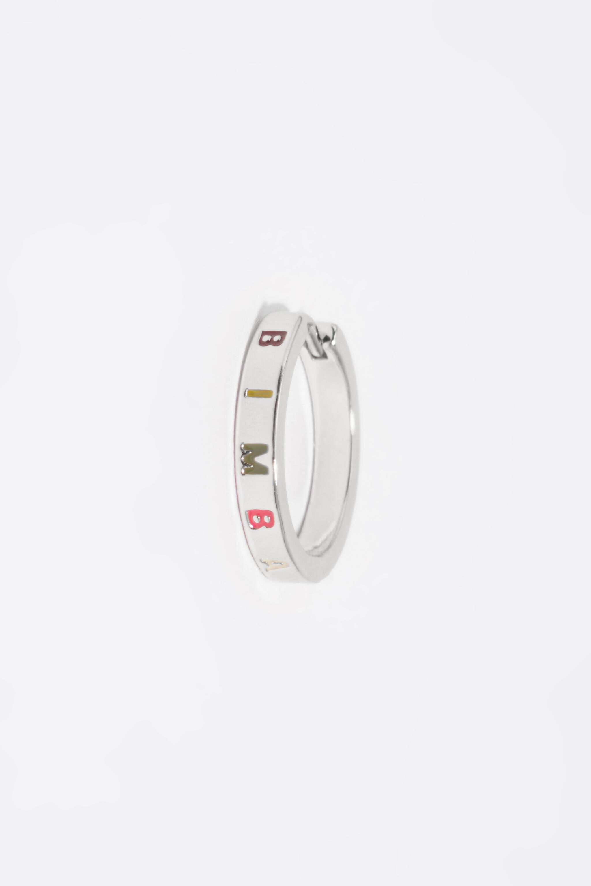 Silver and multicolor logo hoop earrings
