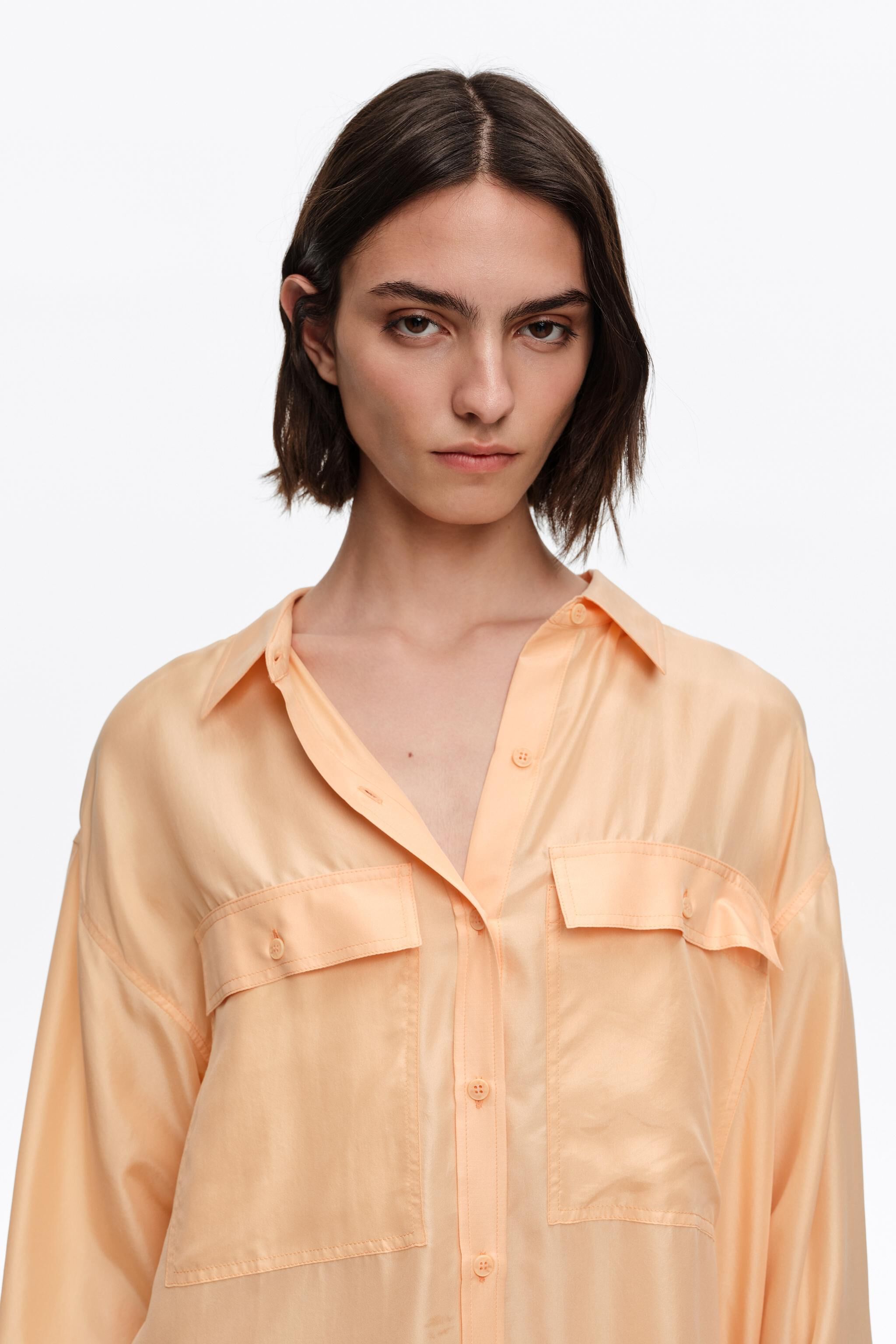 Light orange silk oversize shirt
