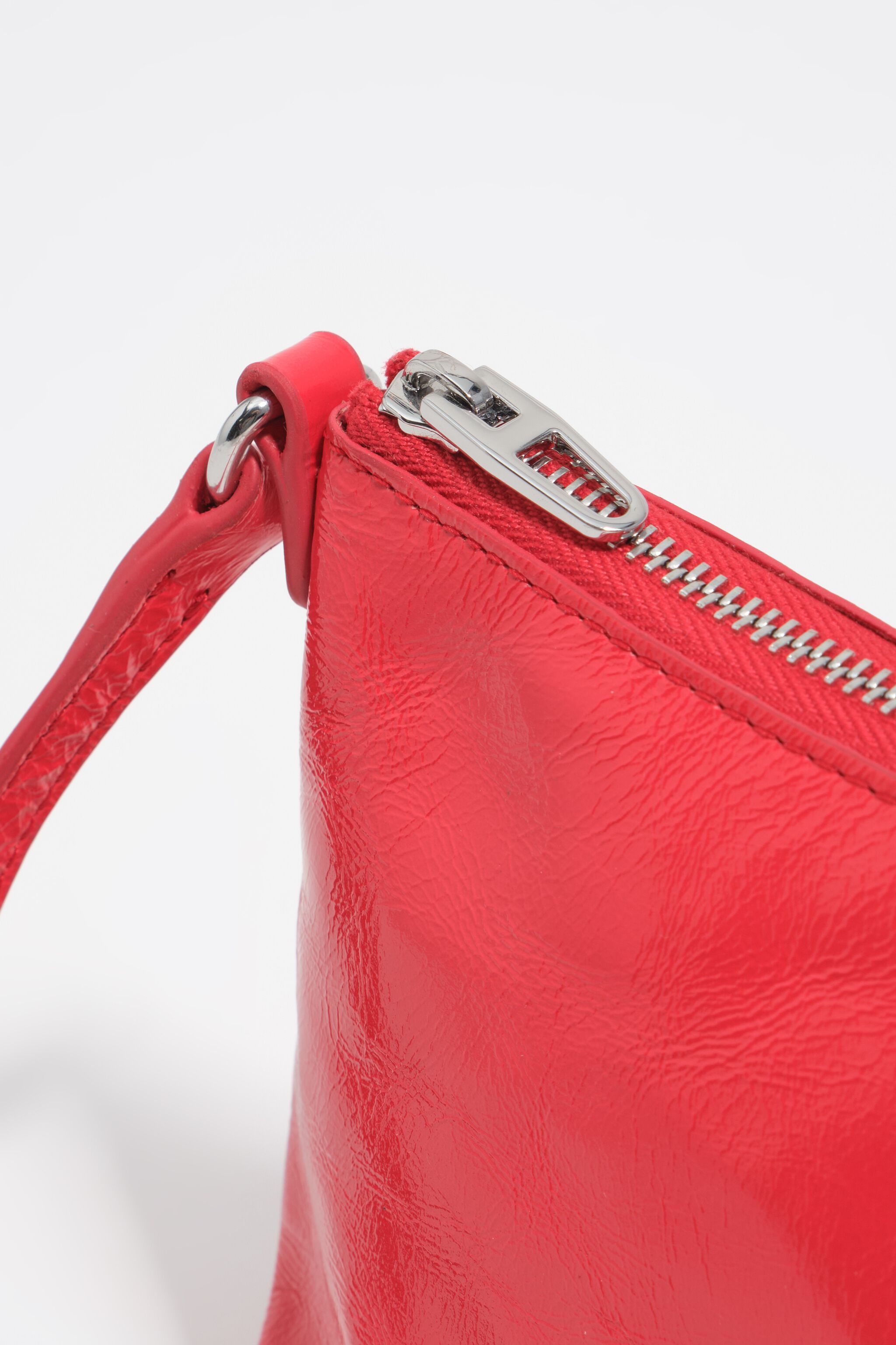 Mini acid red shiny leather crossbody bag