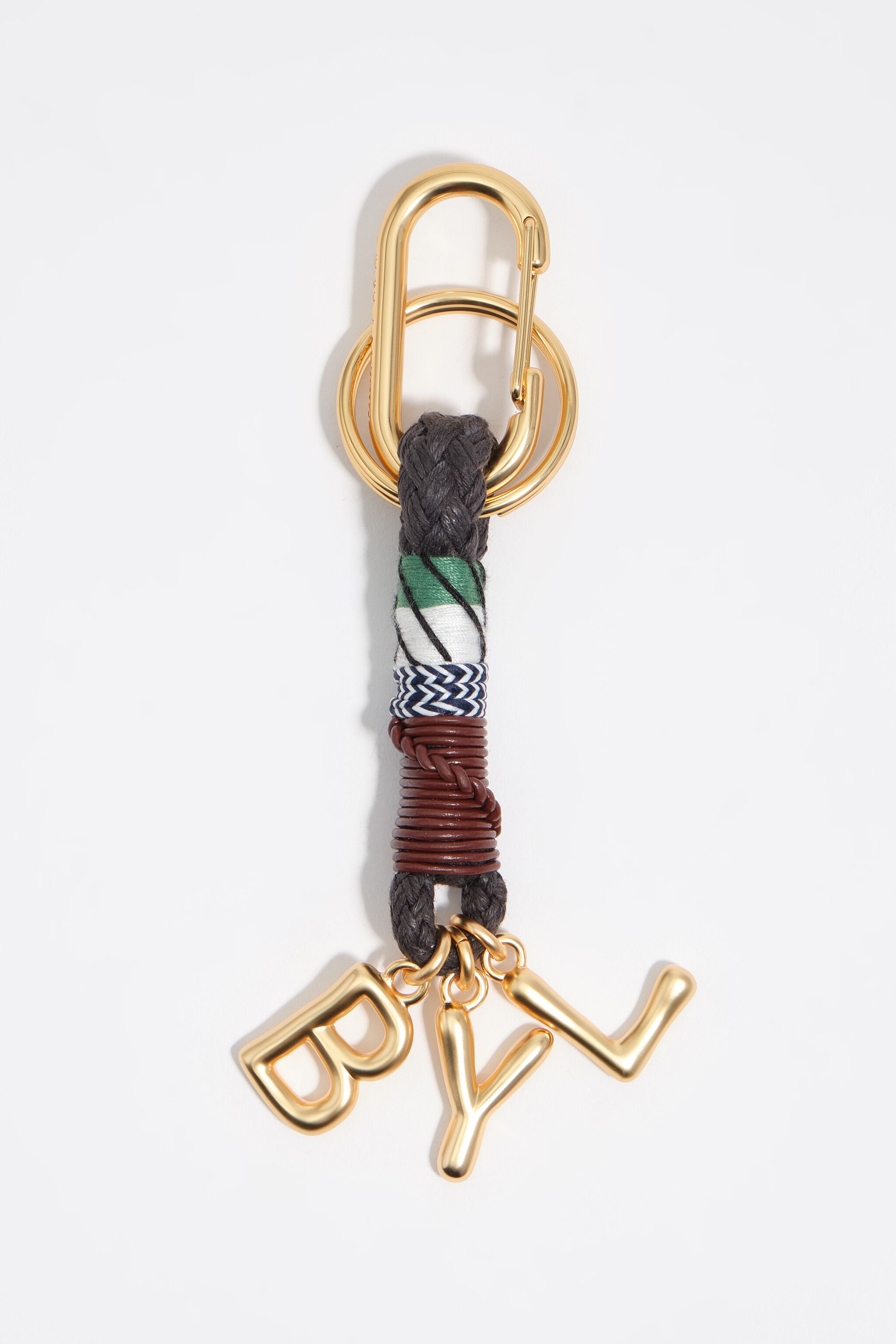 Knotted rope key ring with charms