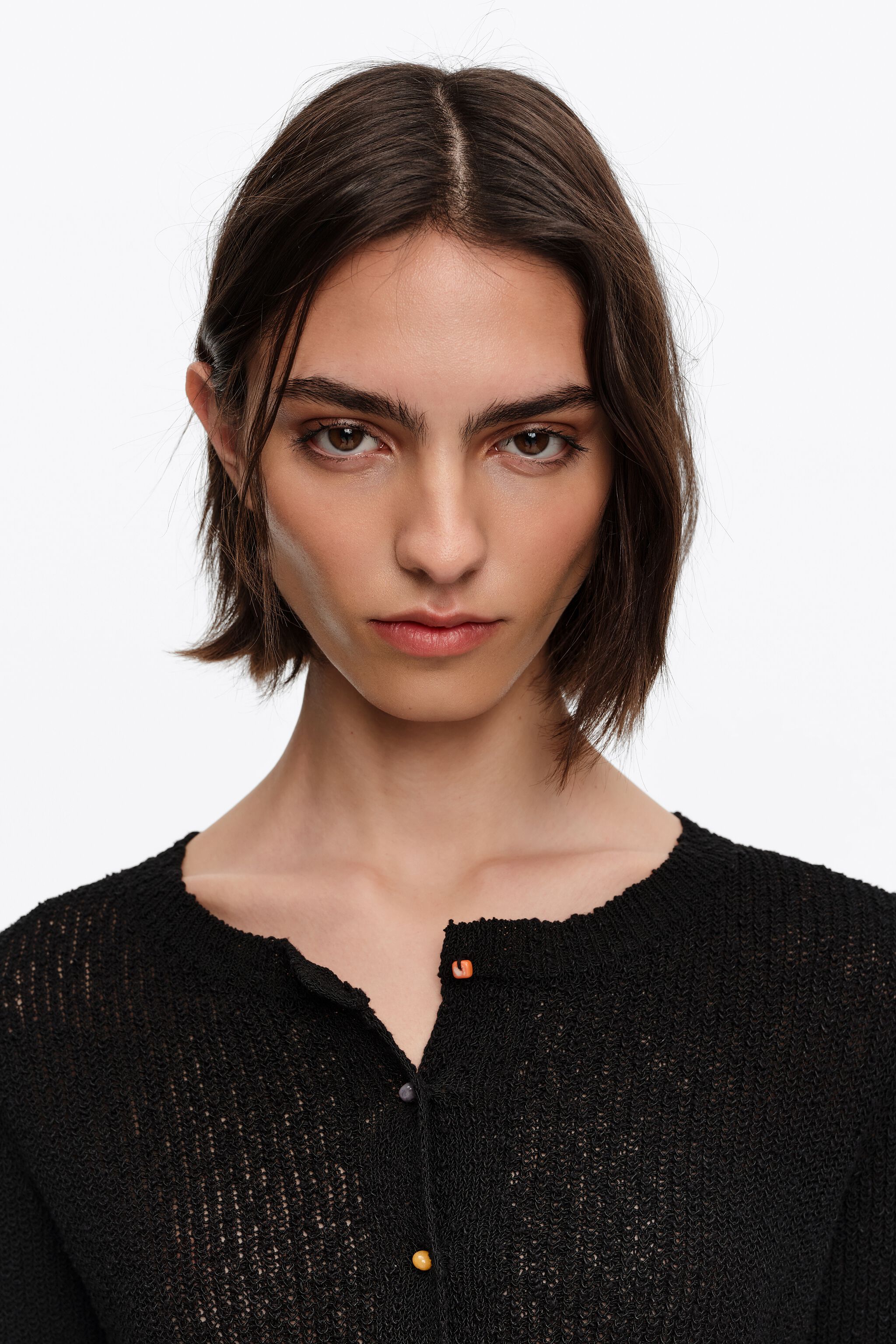Straight black cardigan with stones