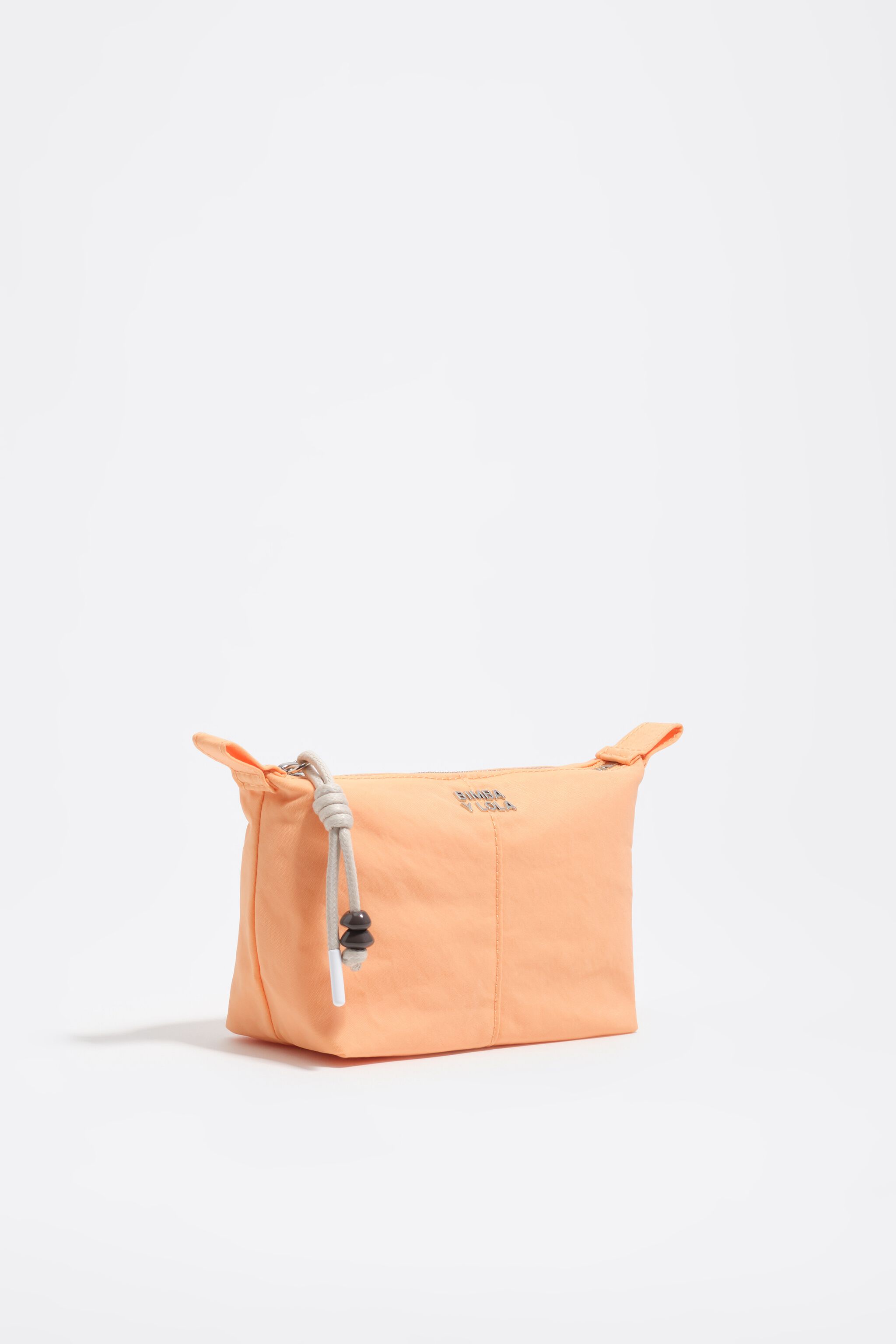 Small orange sorbet nylon Trapecio make-up case