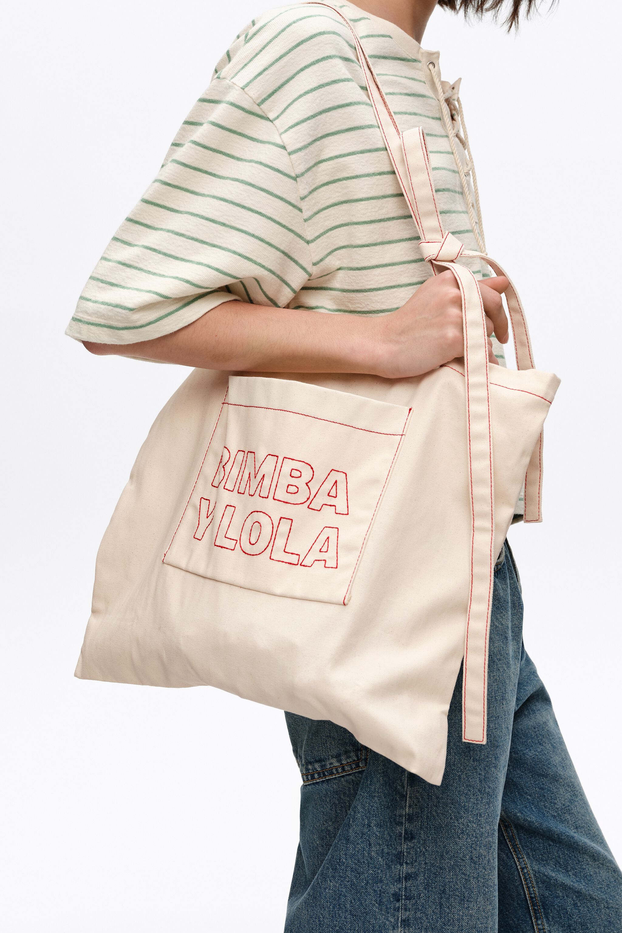 Large off-white cotton canvas bag