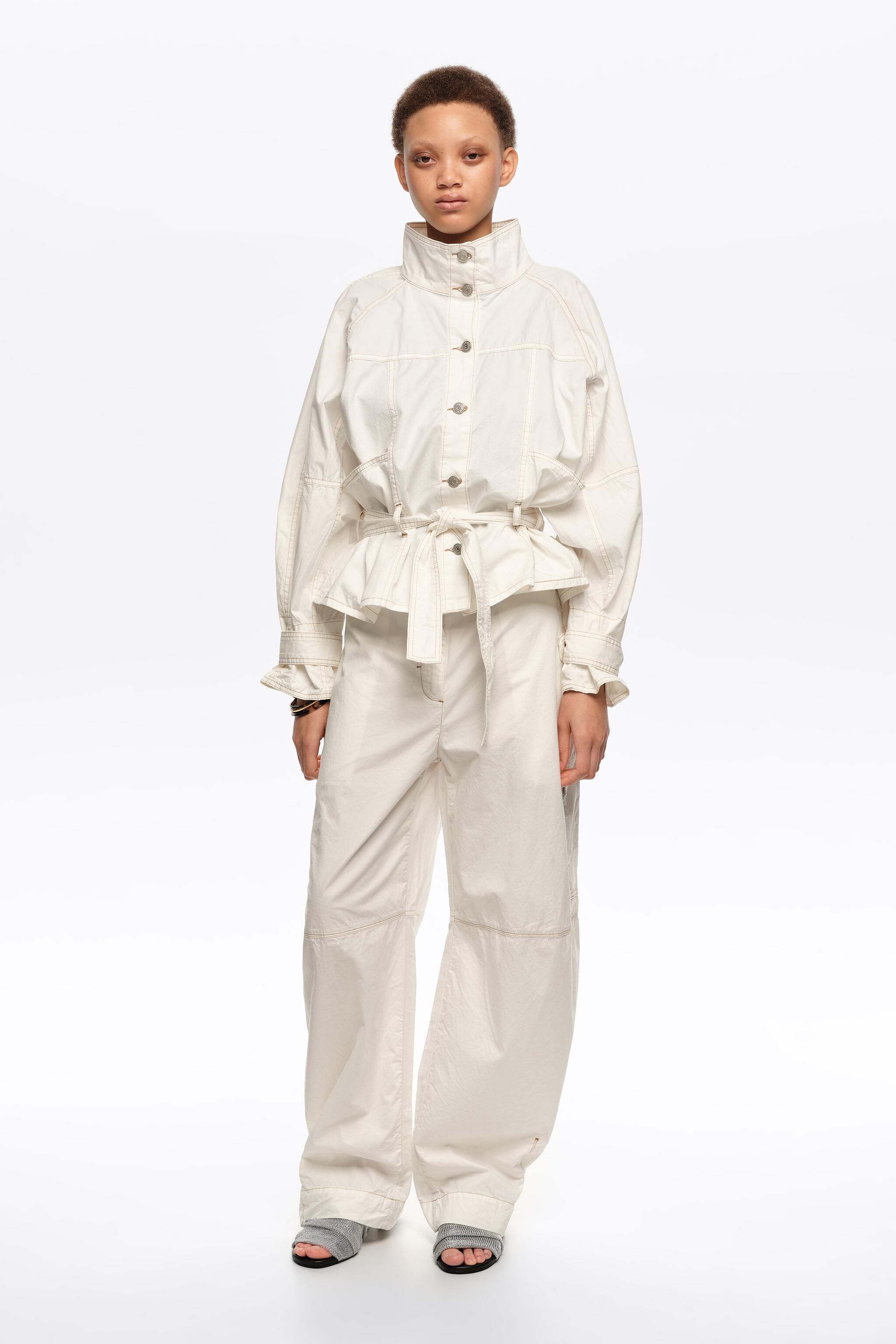 Off-white washed cotton oversize jacket