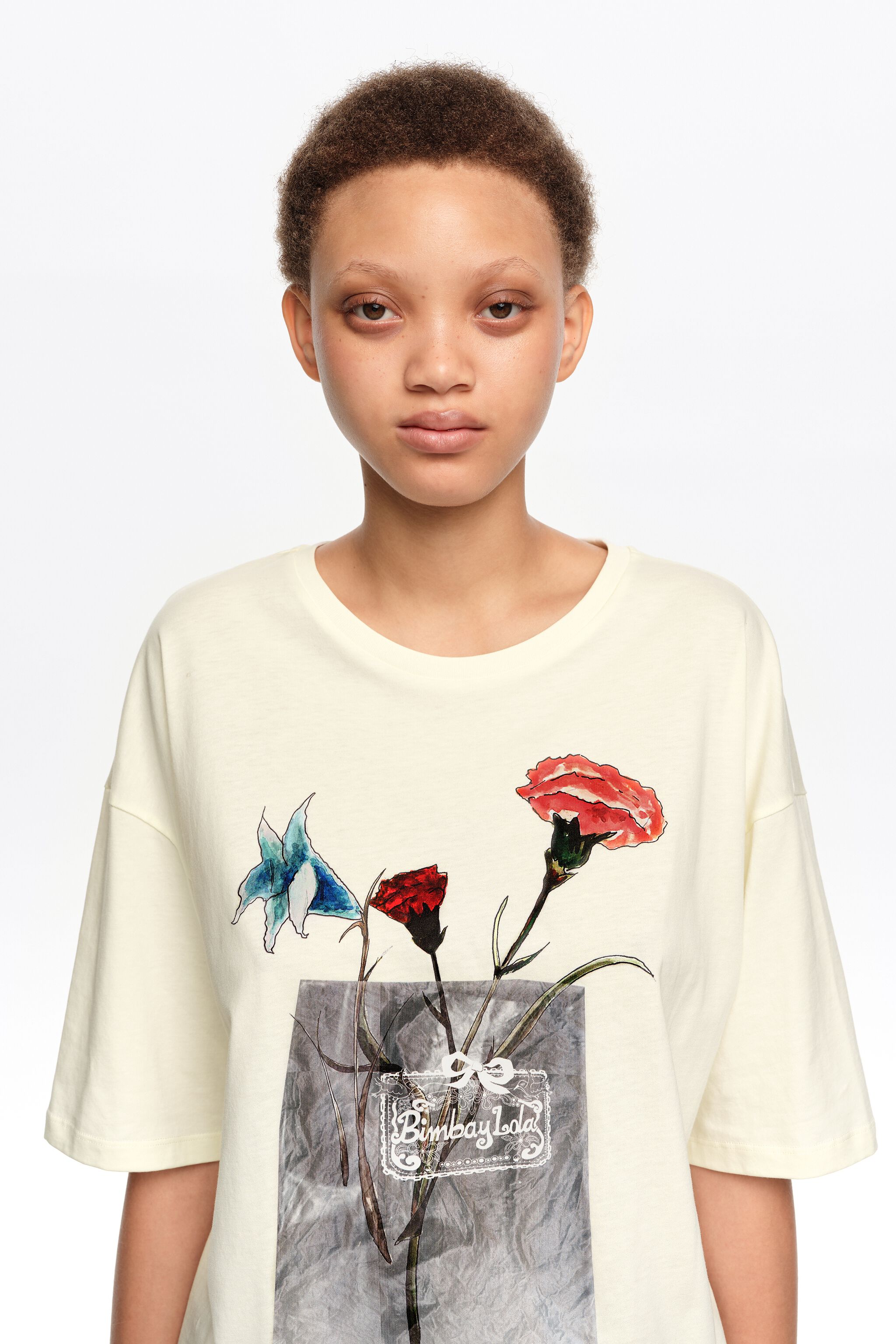 Ivory floral logo T-shirt
