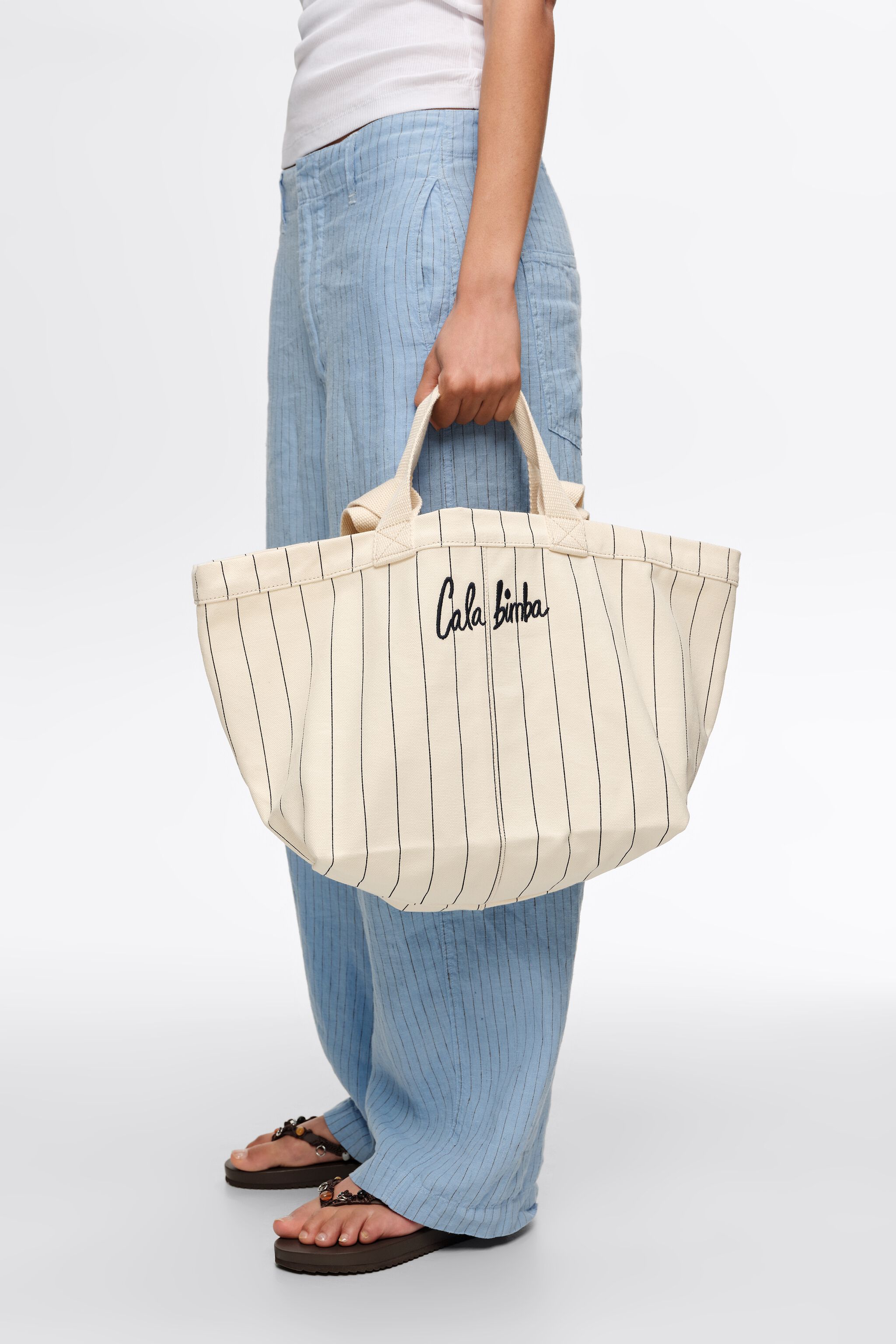 Large off-white cotton basket bag
