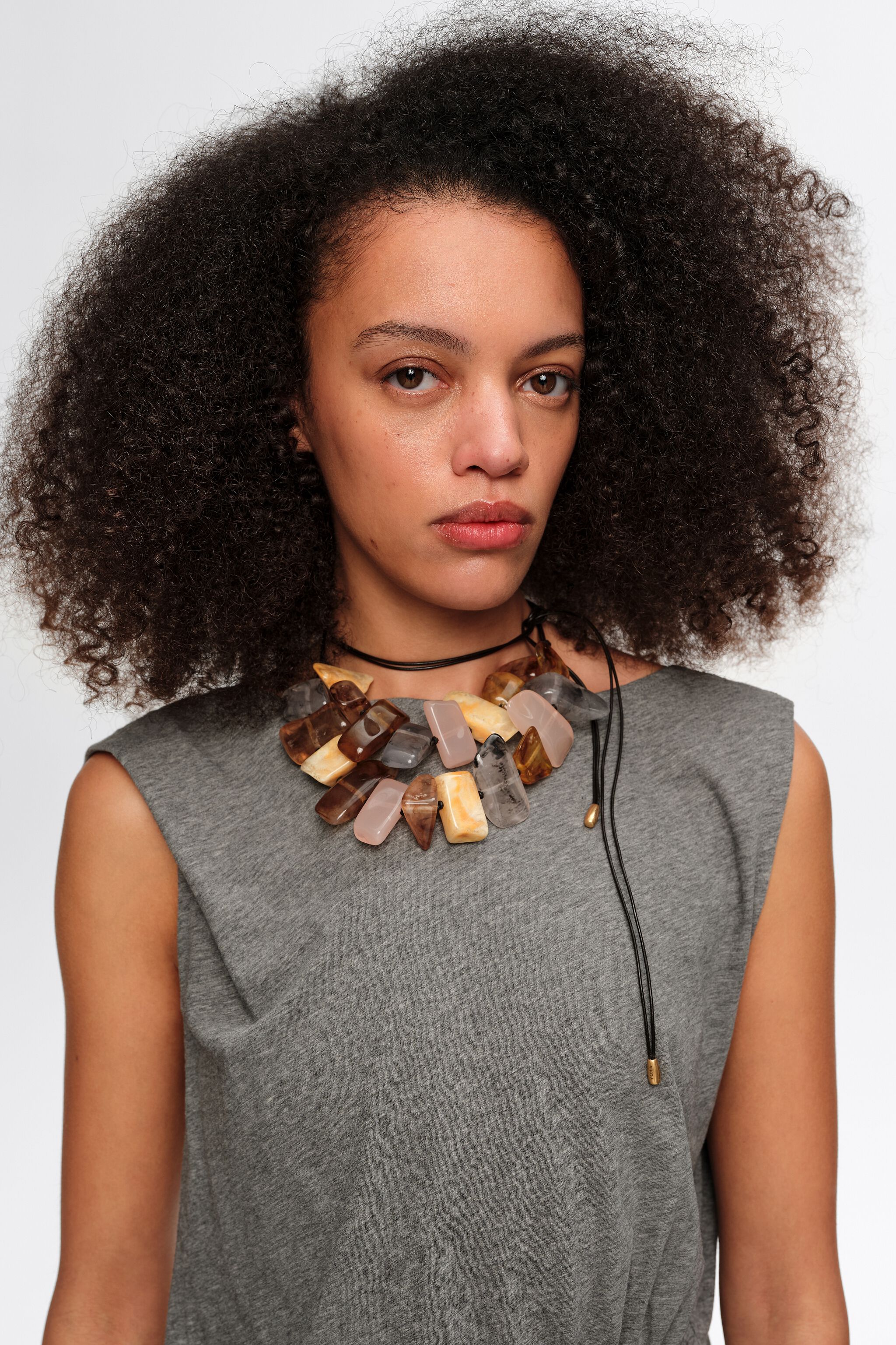 Amber effect resin necklace