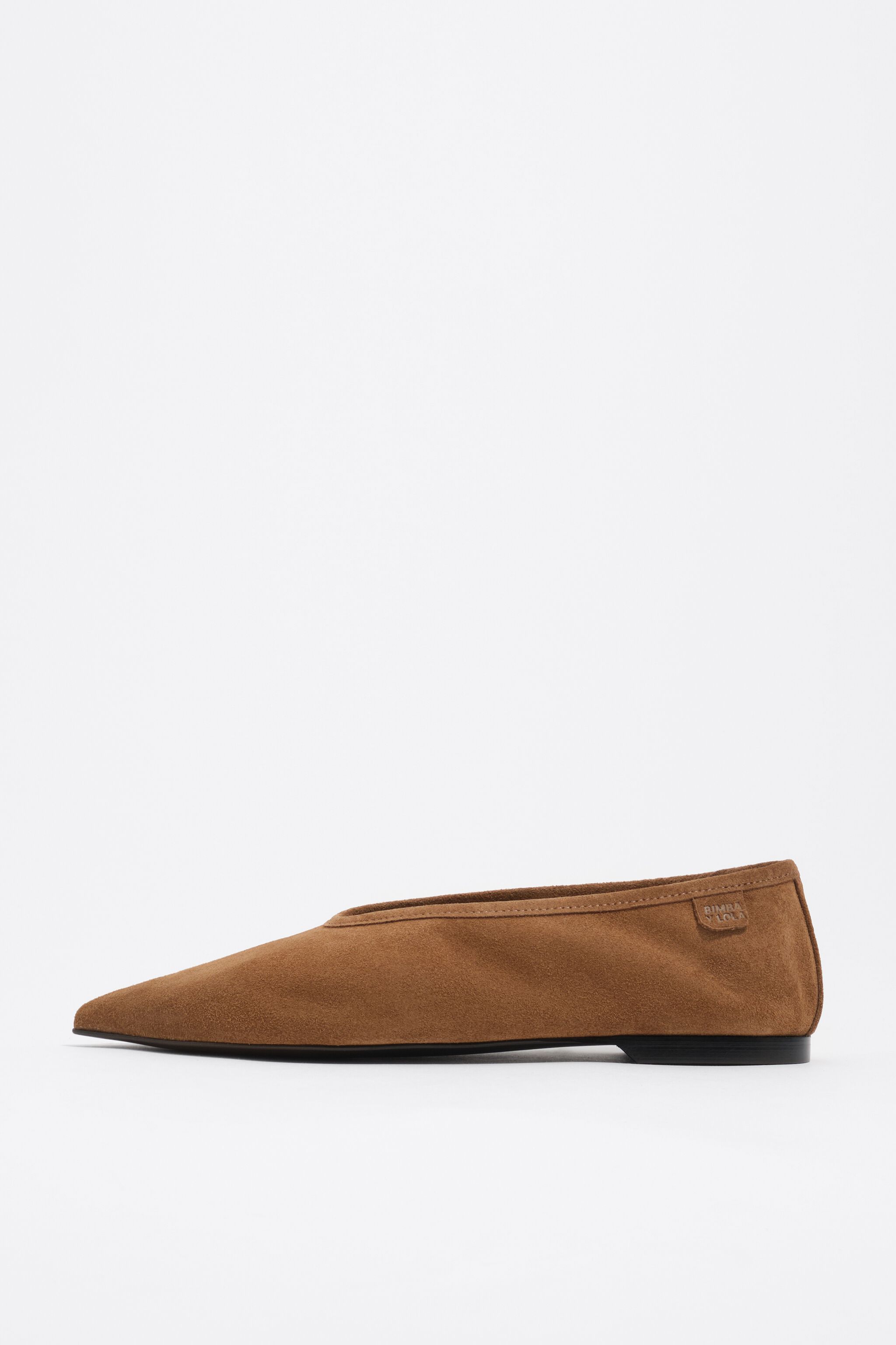 Brown suede pointed toe ballerina