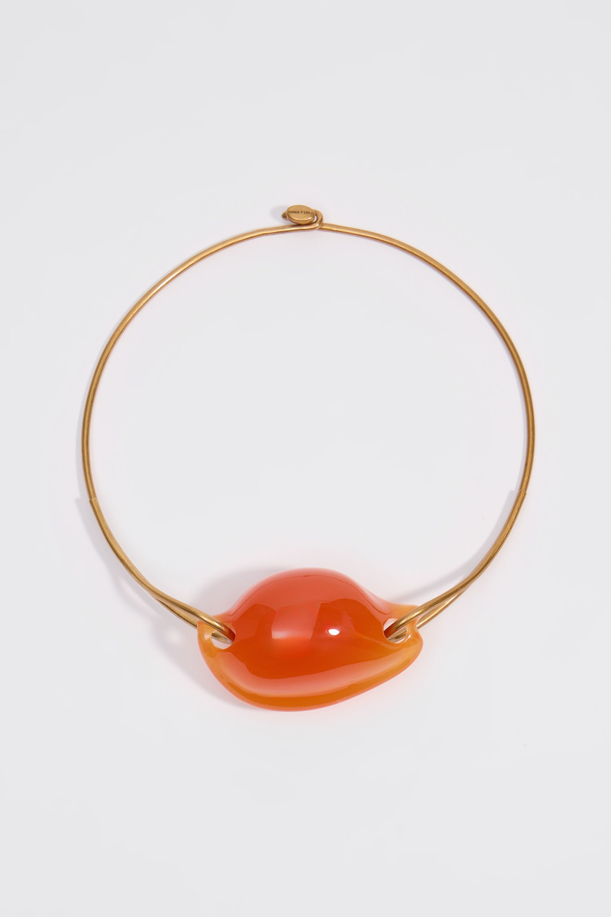 Orange resin seashell choker necklace