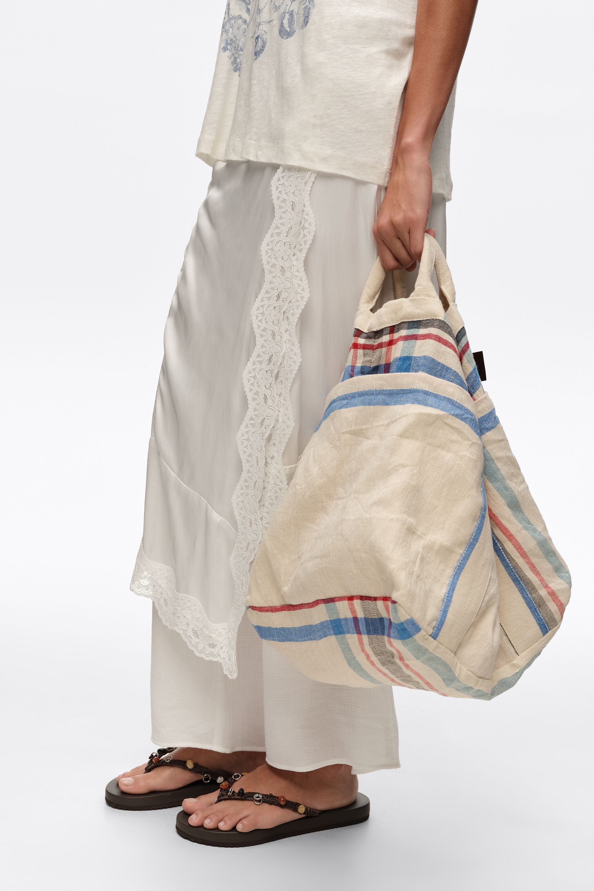 Ecru linen maxi bag