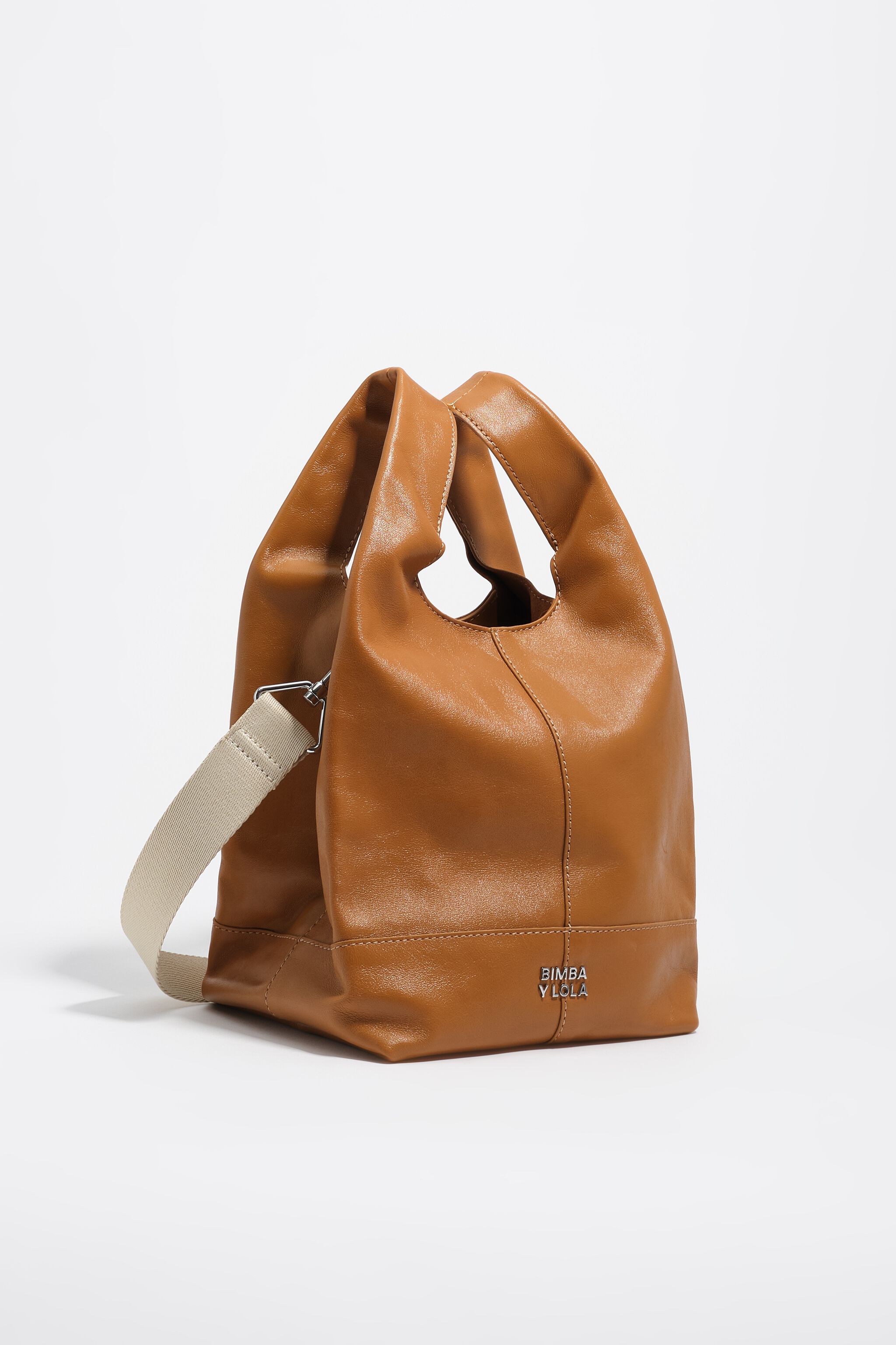 Medium toffee leather Paper bag