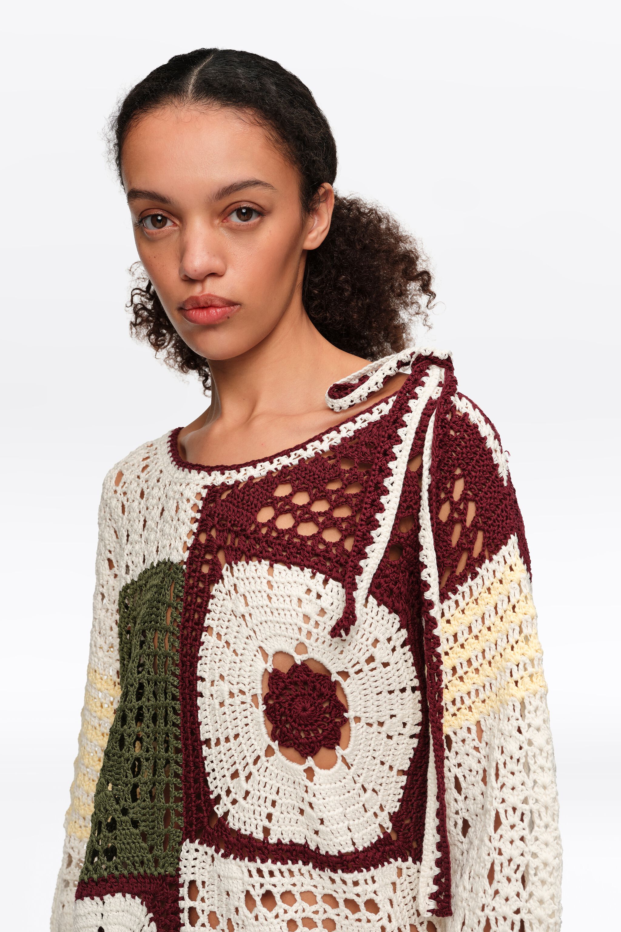 Straight multicolored crochet sweater