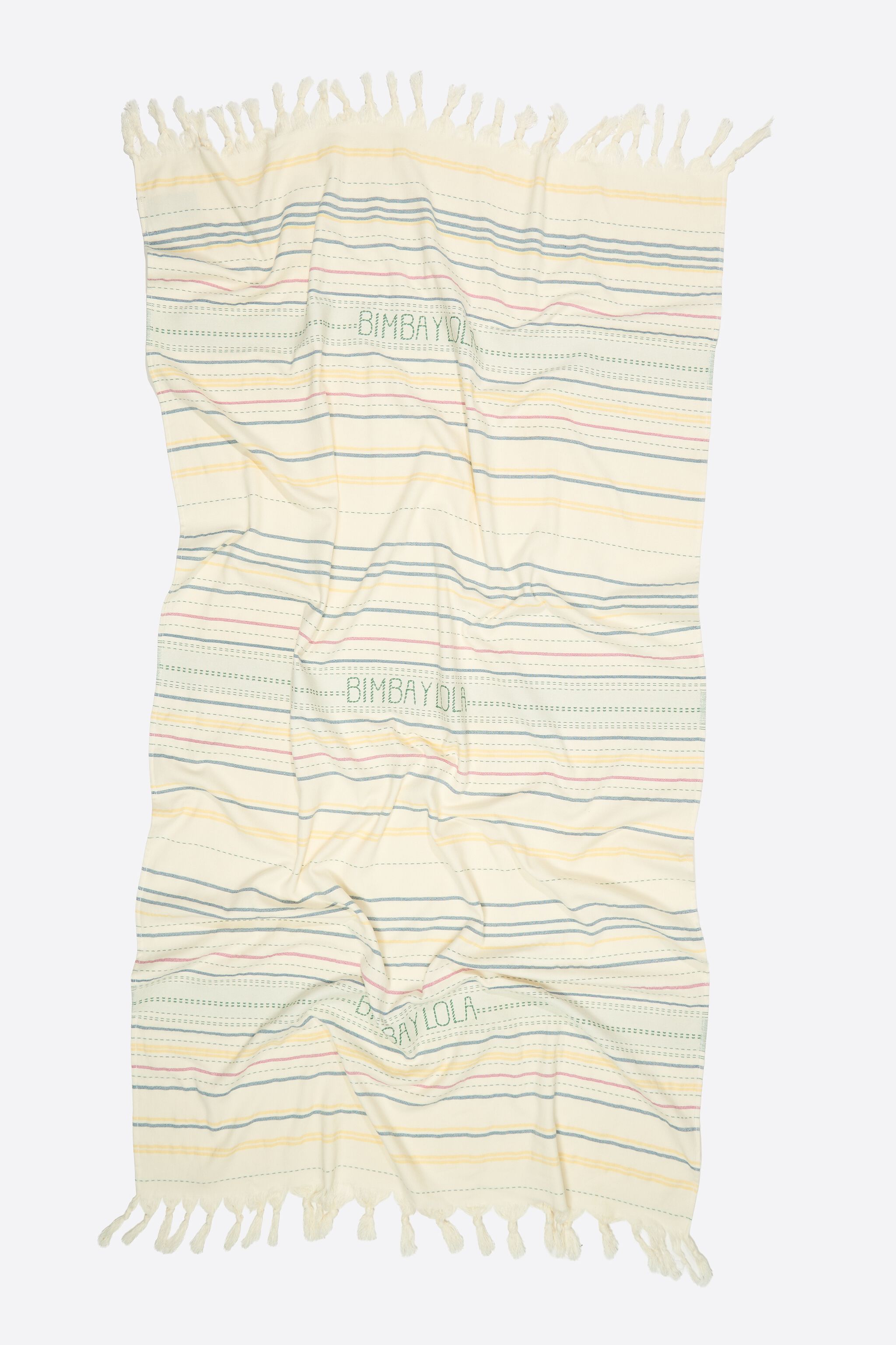 Towel with embroidered stripe design