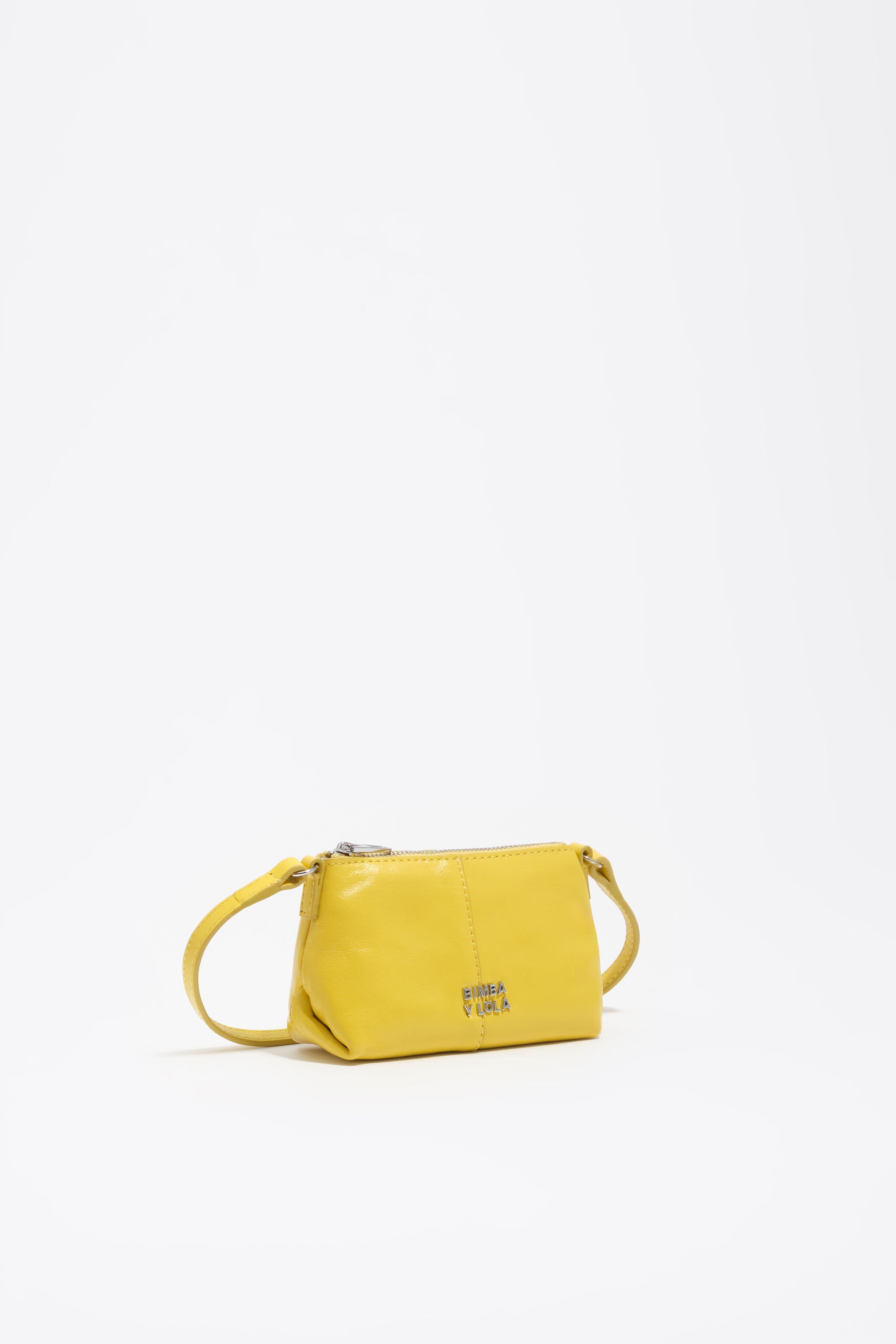Micro yellow leather crossbody bag