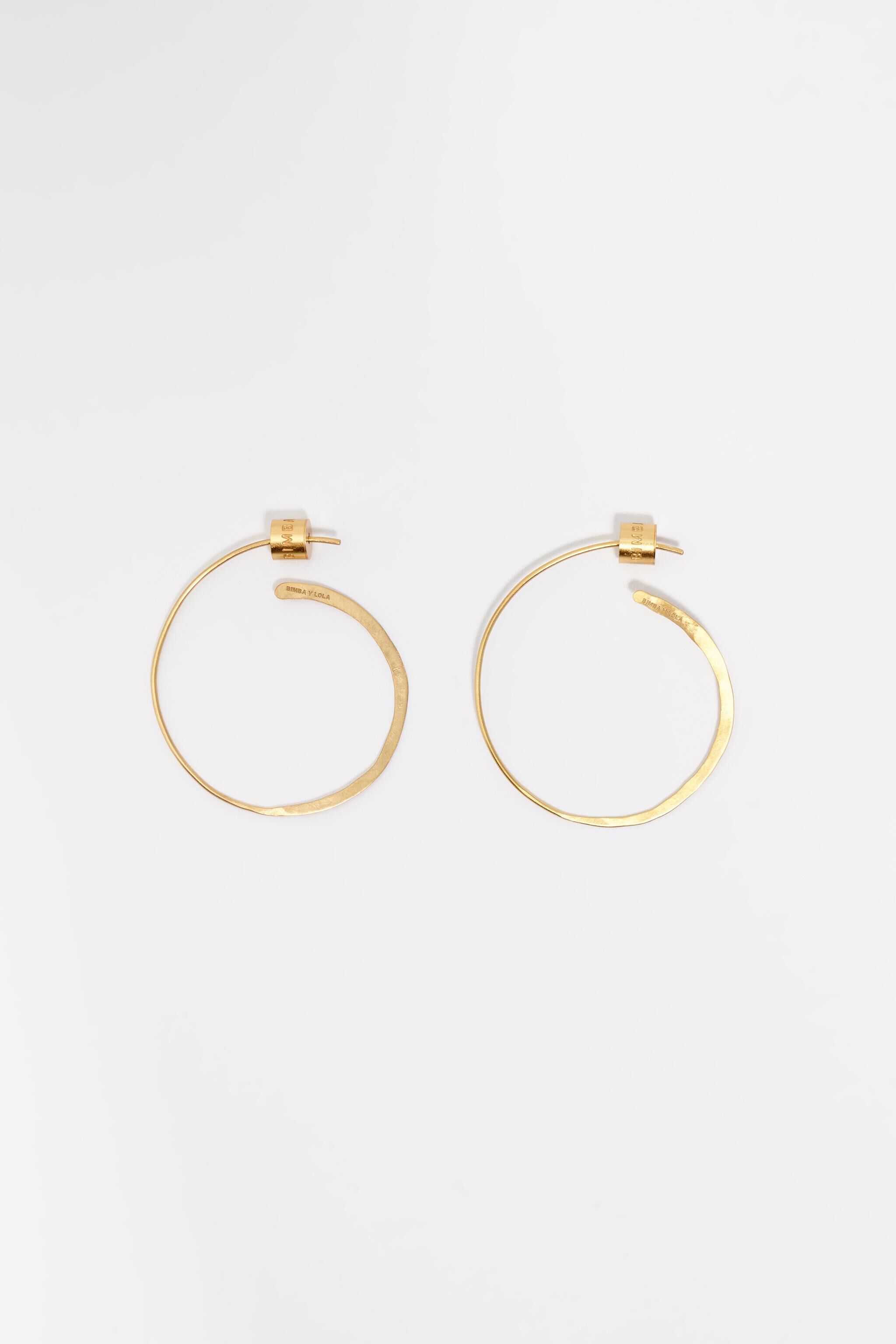 Small aged gold textured hoop earrings