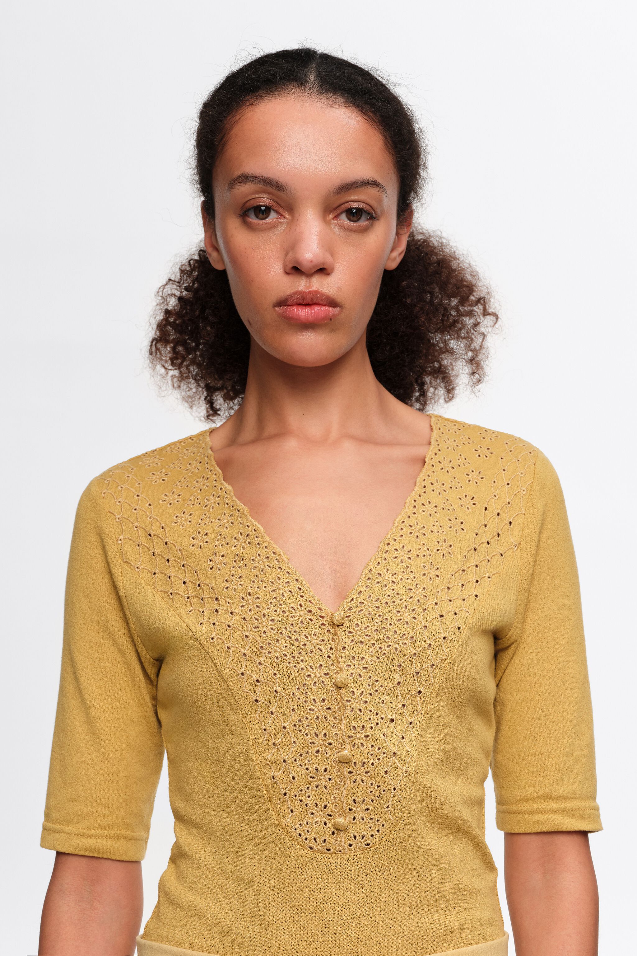 Mustard embroidered bodysuit