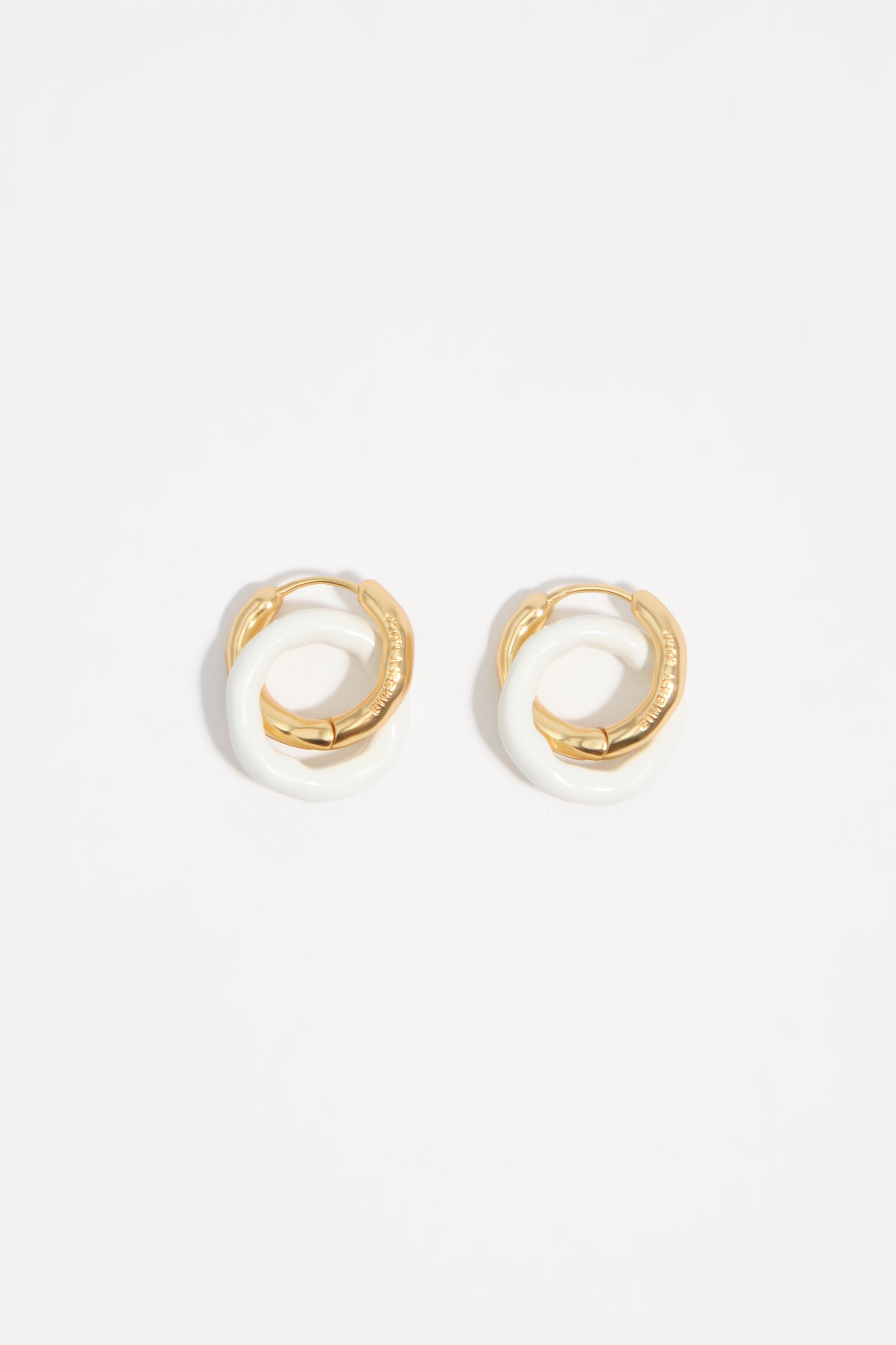 Textured double hoop earrings with brown enamel