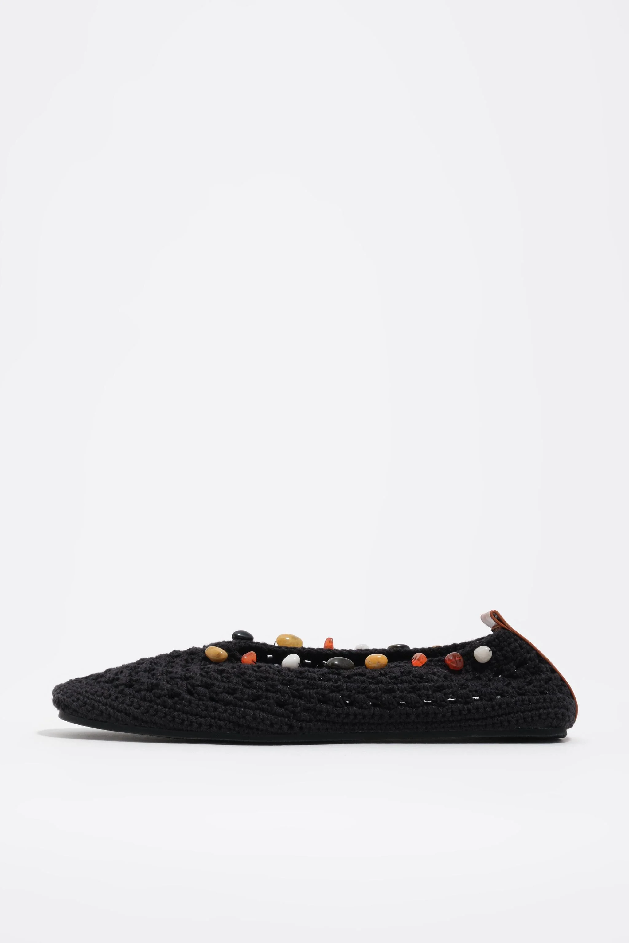 Black crochet ballerina with stones