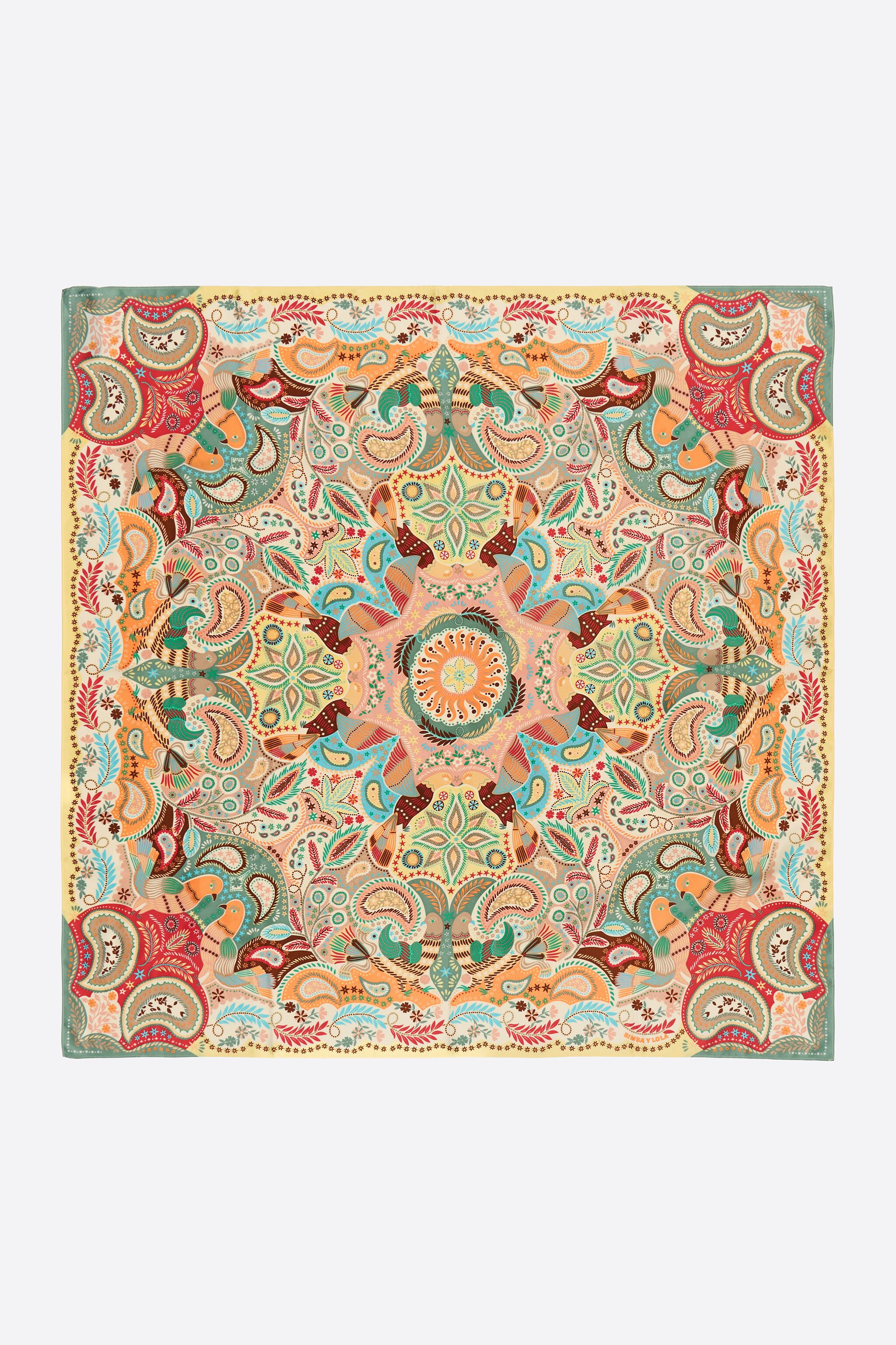 Yellow kaleidoscope paisley scarf