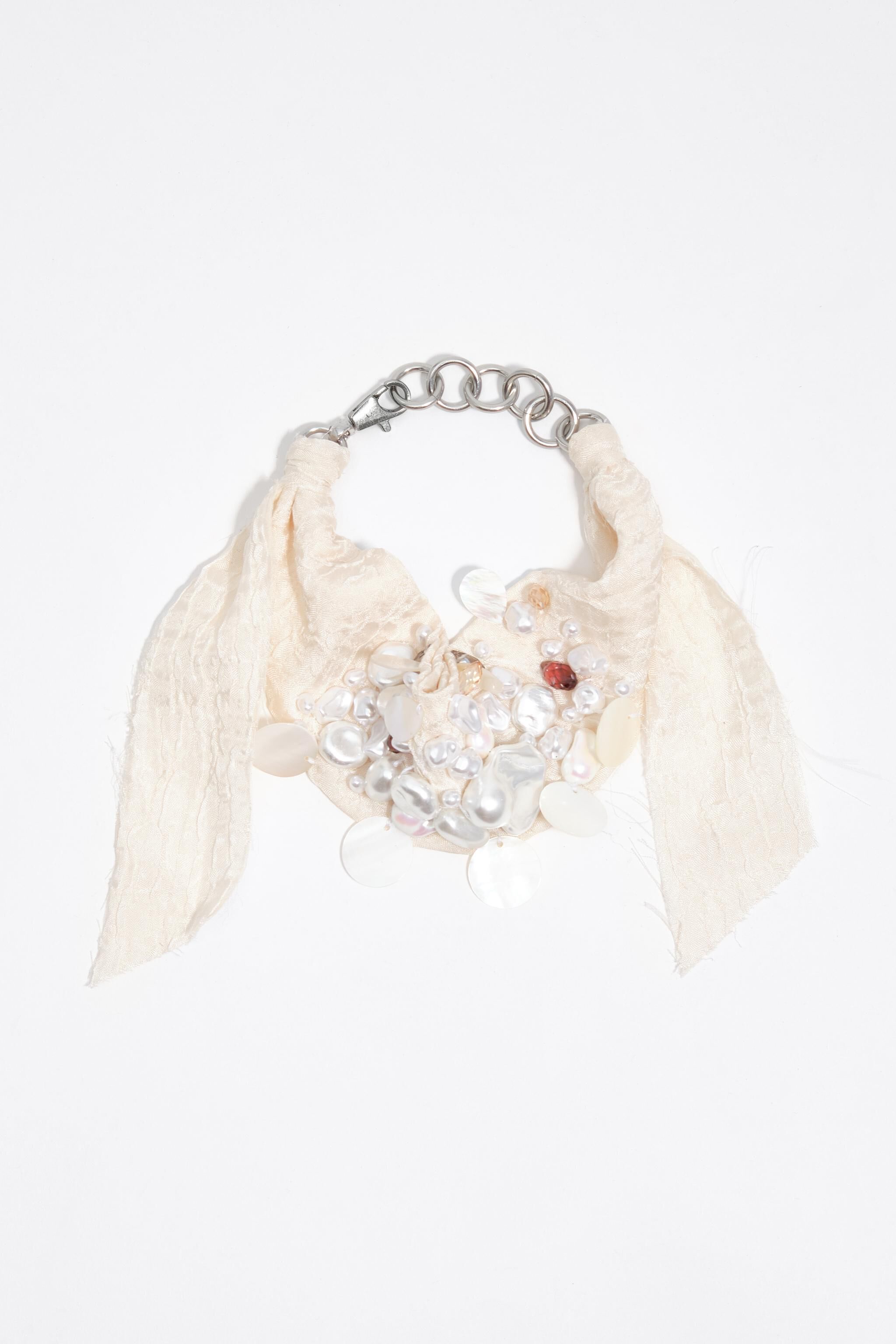 Ivory woven choker necklace with pearls