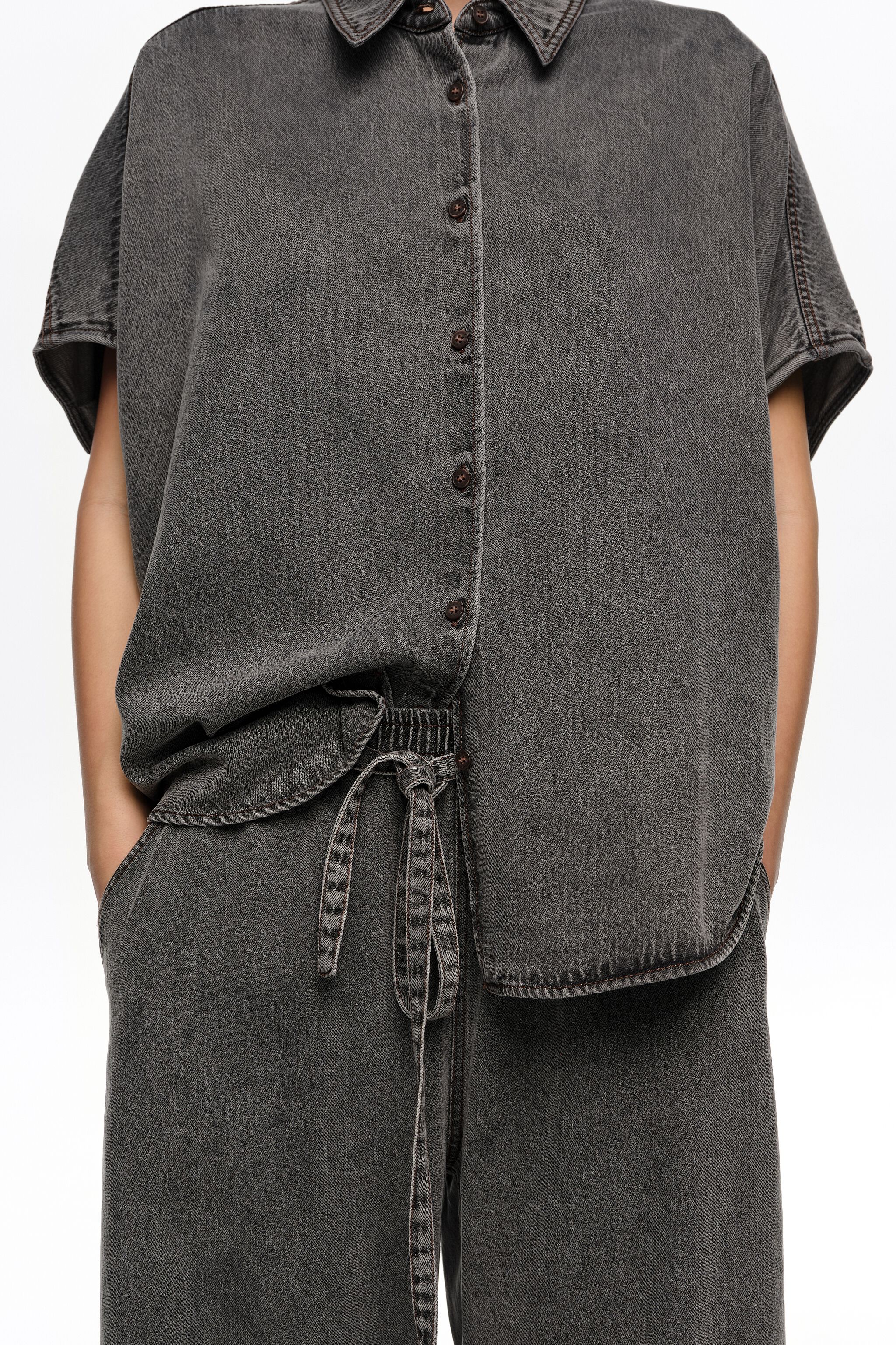Washed black fluid jogger trousers