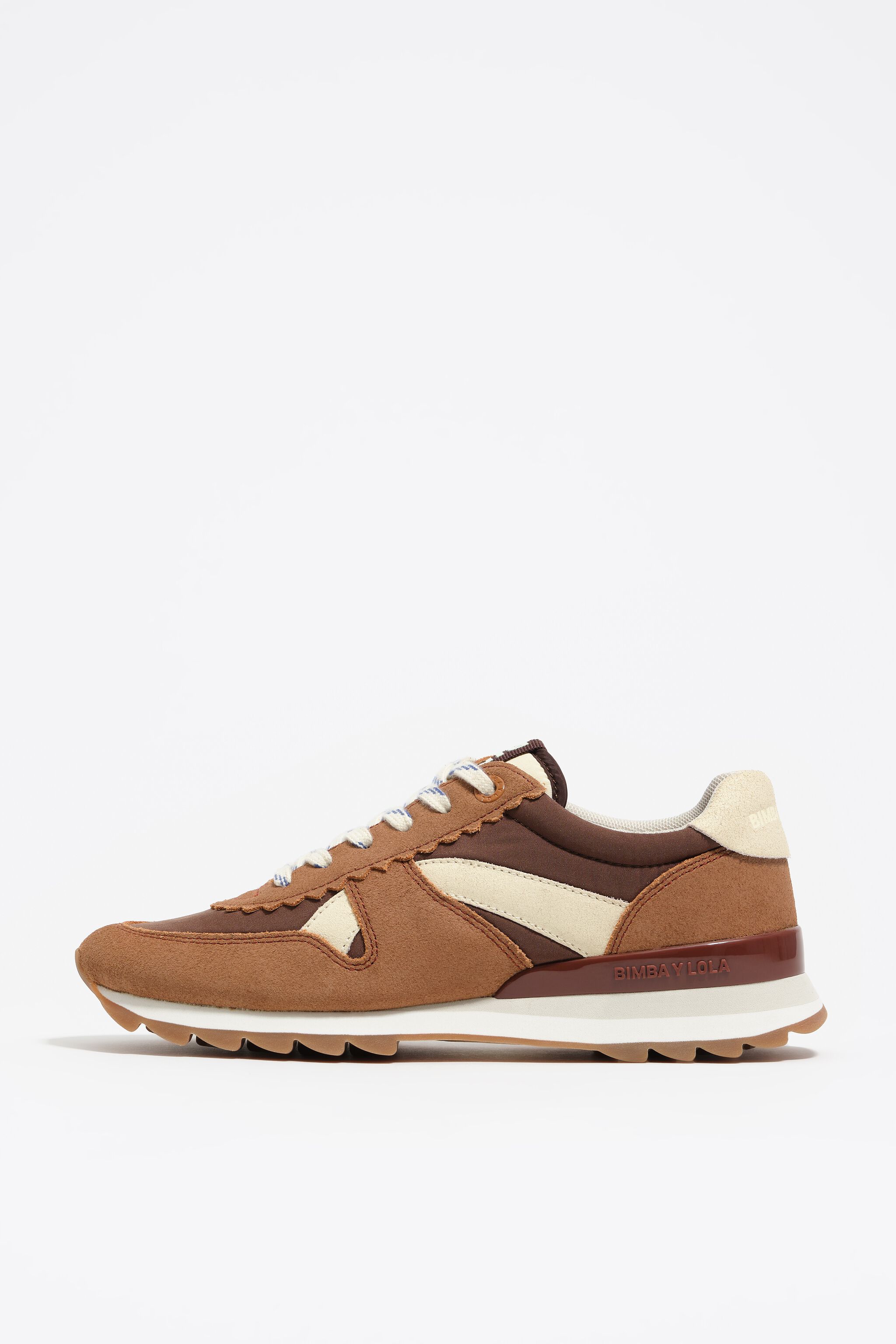 Brown suede and nylon 13 19 technical sneaker