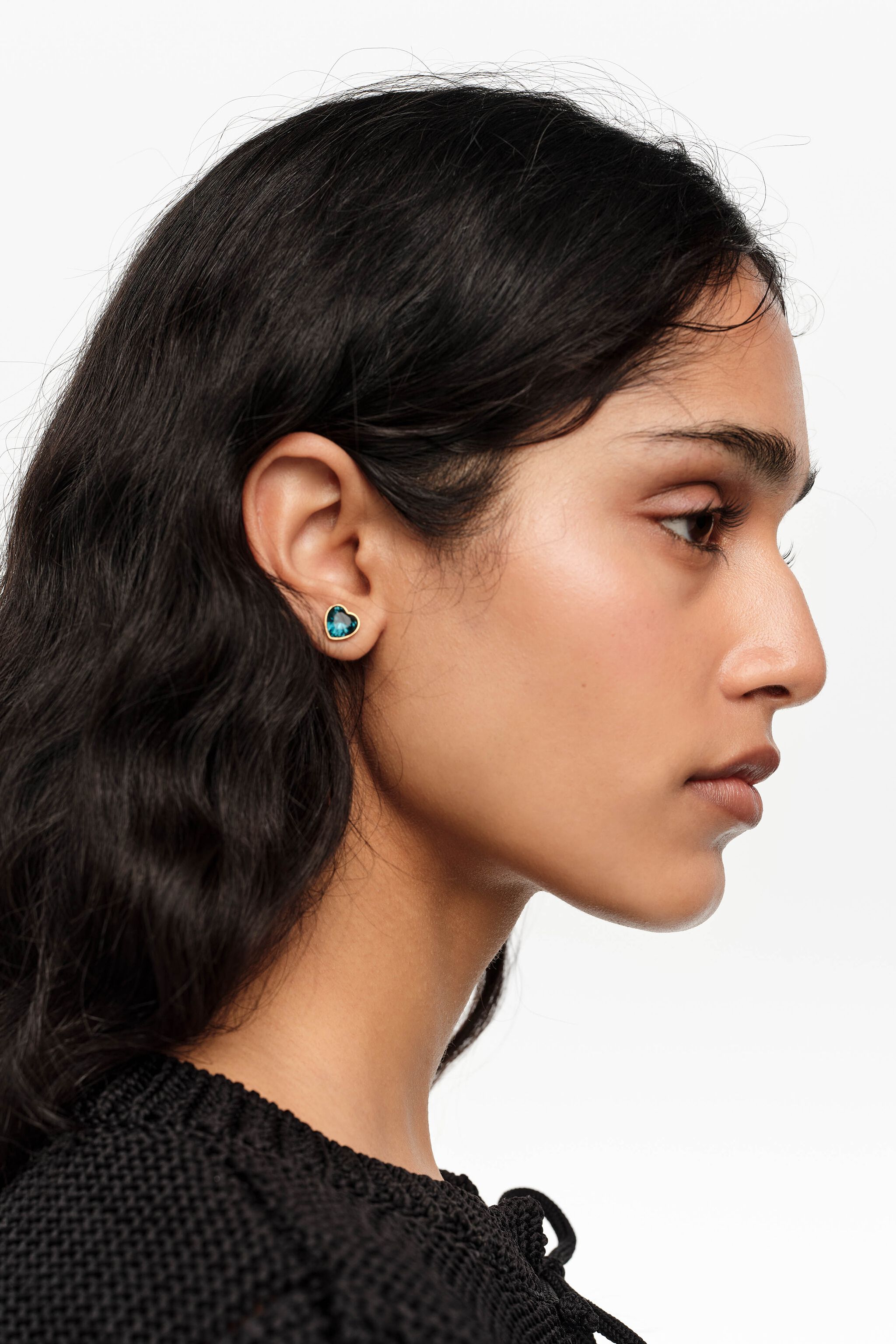 Blue crystal heart earrings