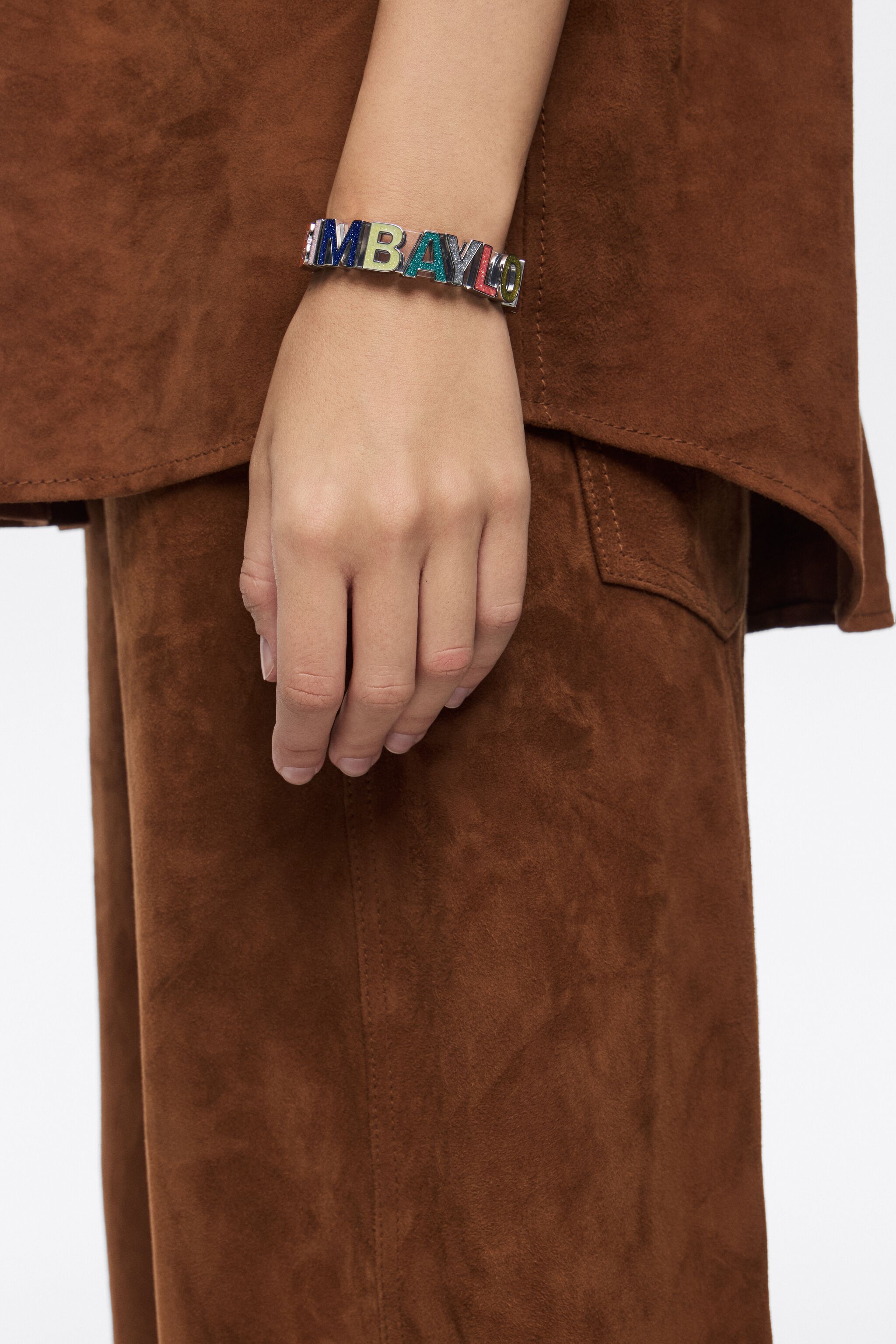 Multicolored glittery logo strap bracelet