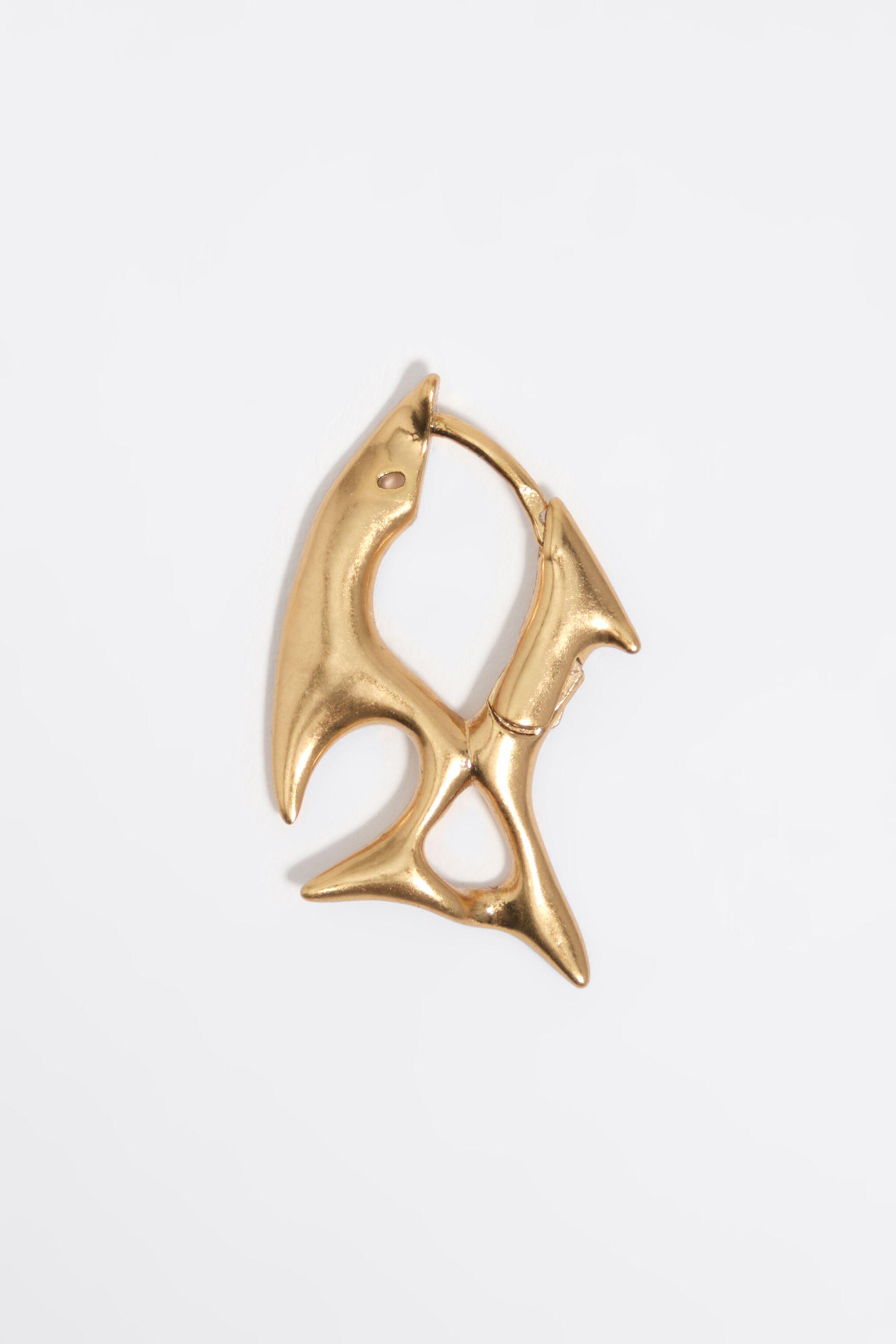 Fish-shaped gold hoop earrings