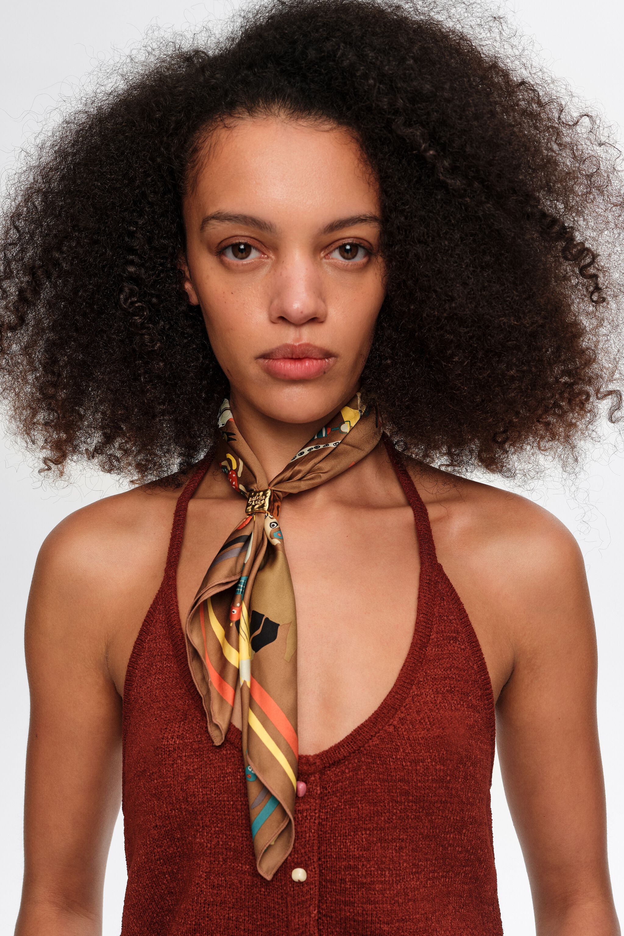 Brown island party scarf bag charm