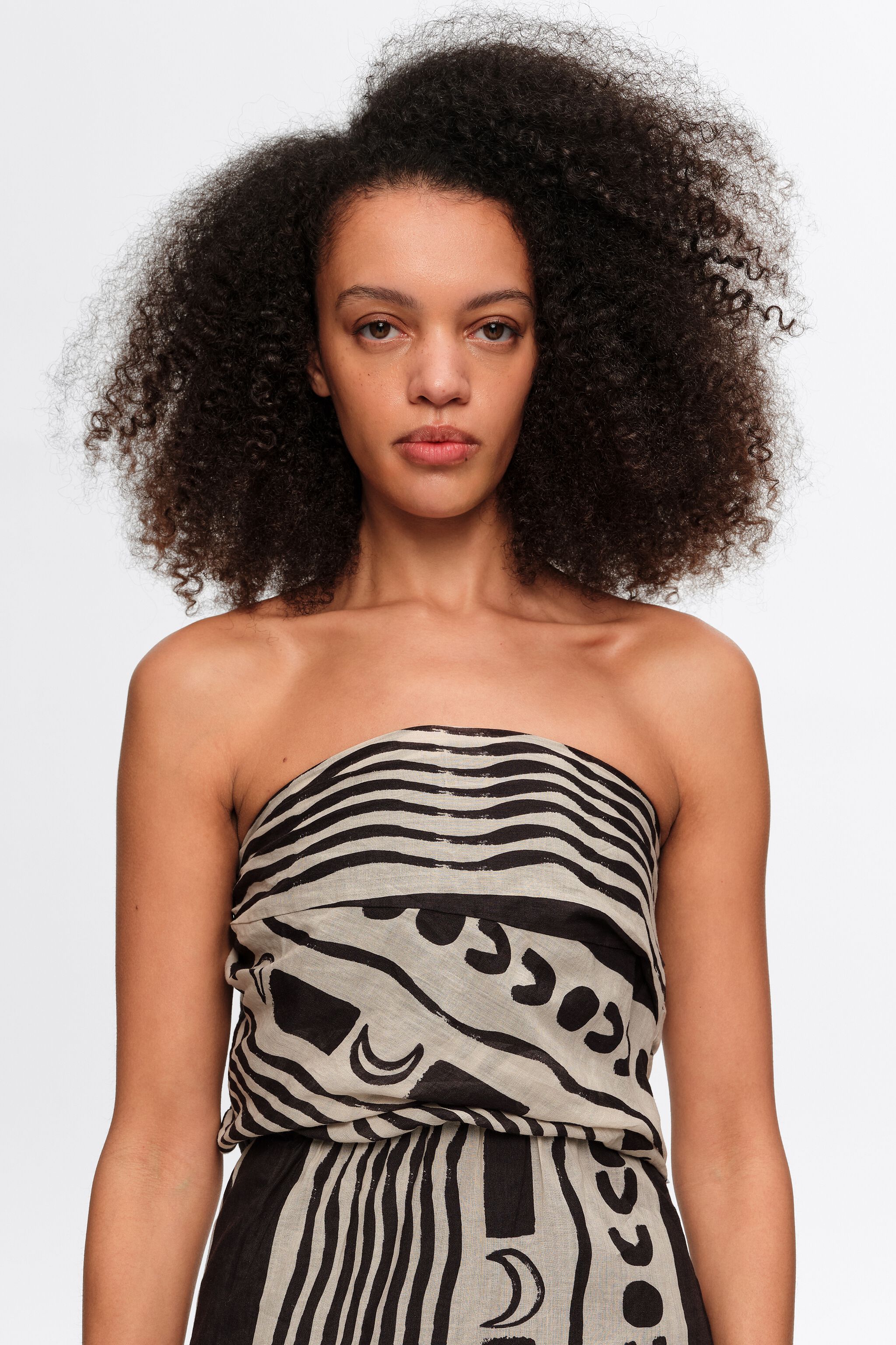 White strapless Moon stripes dress