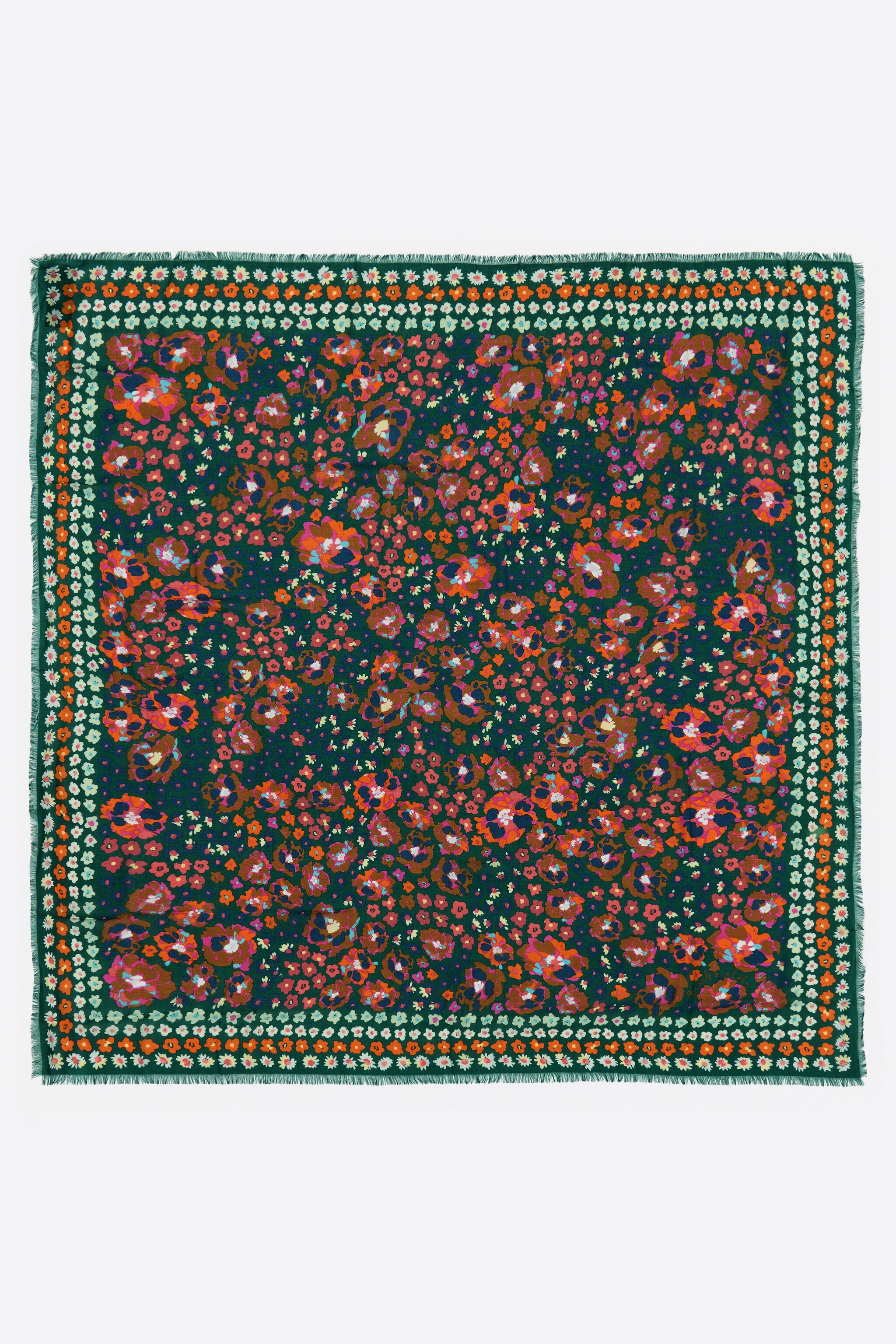 Aquamarine aquarelle floral shawl
